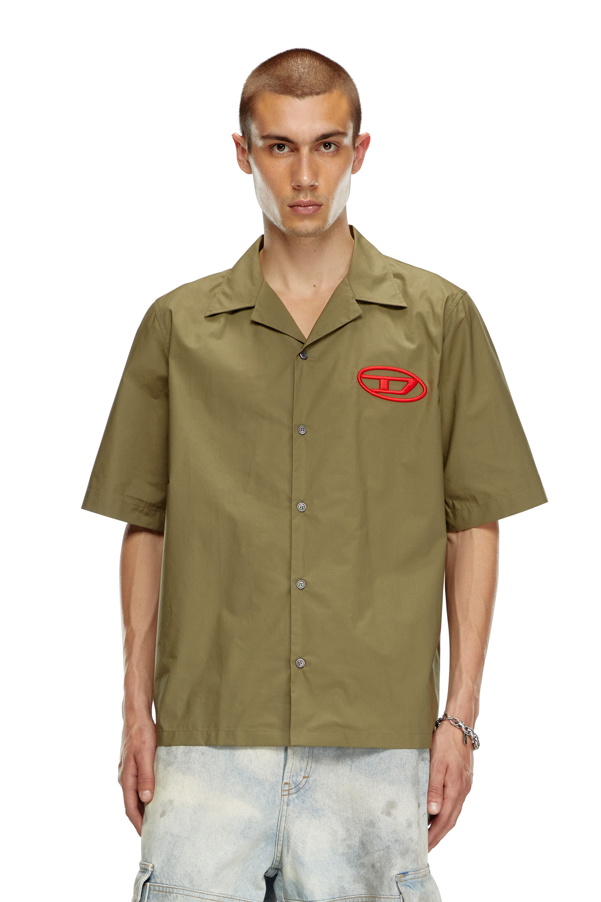 Diesel - S-MAC-C, Man Bowling shirt with logo embroidery in Green - Image 5