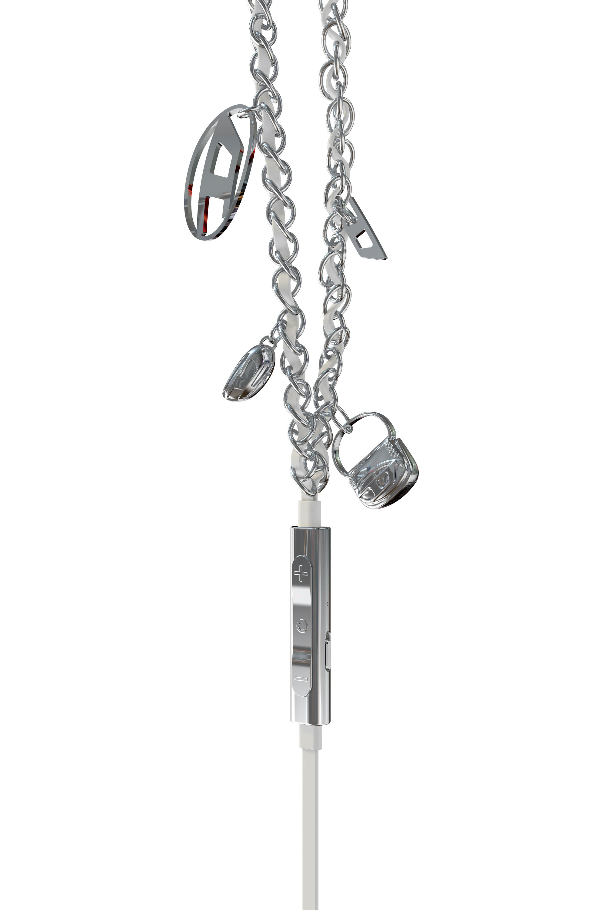 DIESEL Wired Earbuds チェーンデザイン Women's Wired Earbuds and charms | Silver | Diesel {{Country}}