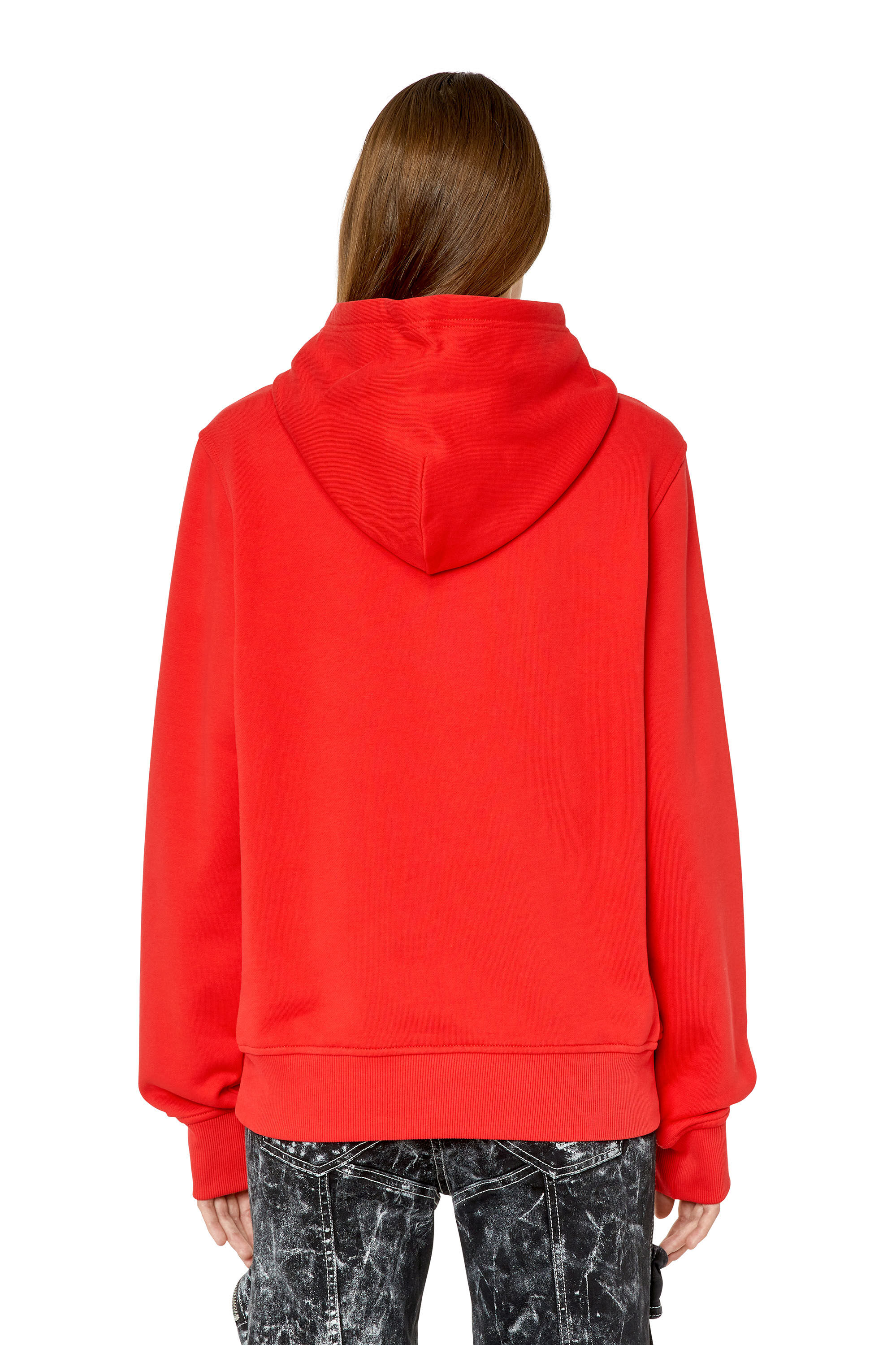 Diesel - S-GINN-HOOD-D, Woman Hoodie with embroidered D patch in Red - Image 4