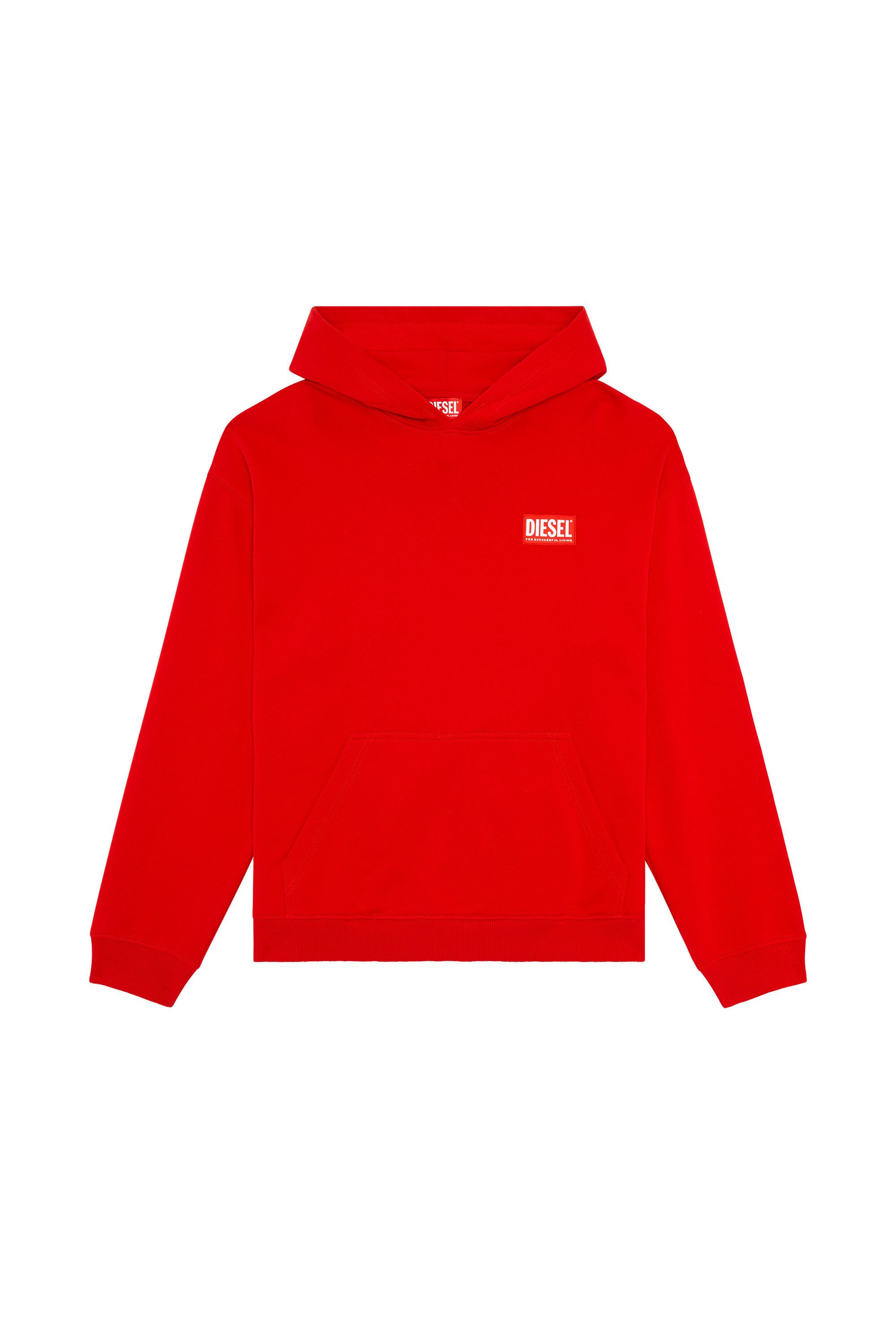 Diesel - S-NLABEL-HOOD-L1, Man Oversized hoodie with logo patch in Red - Image 4