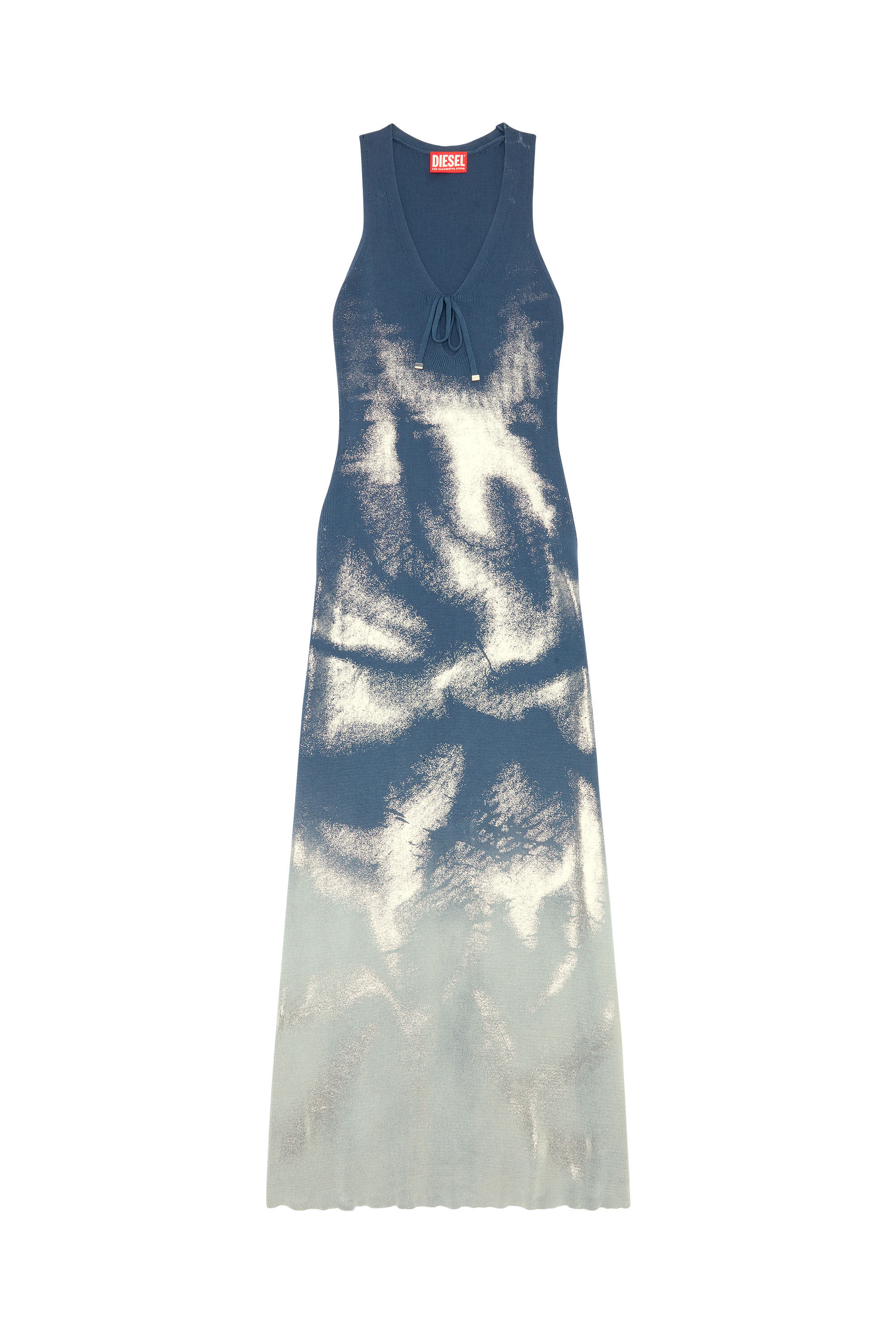 Diesel - M-IDELLE, Woman Long knit dress with metallic effects in Blue - Image 2