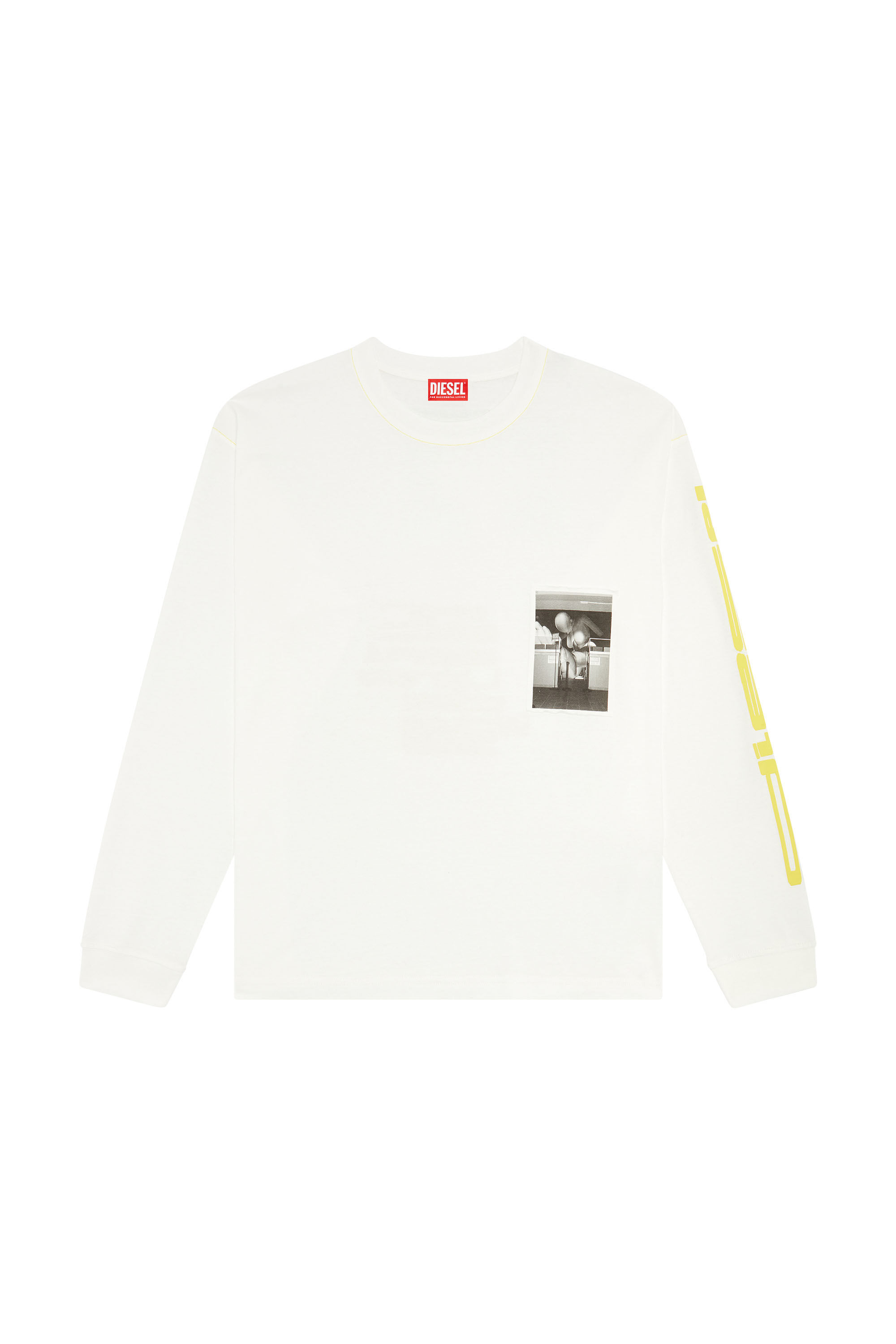 Diesel - T-BOXT-LS-N, Man Long-sleeve T-shirt with raw-cut patches in White - Image 3