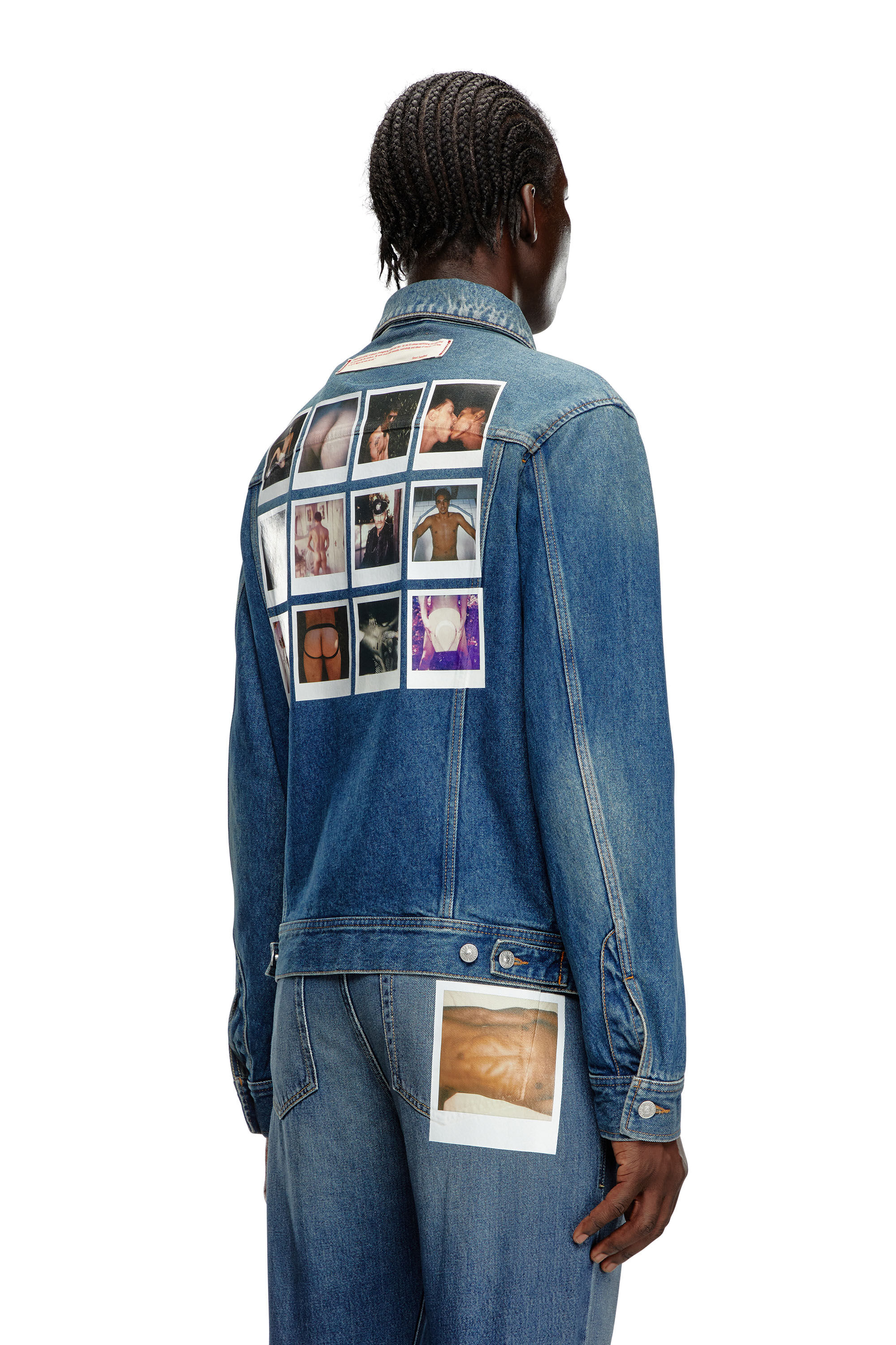 Diesel - PR-D-BARCY, Unisex Trucker jacket with polaroid patches in Blue - Image 4