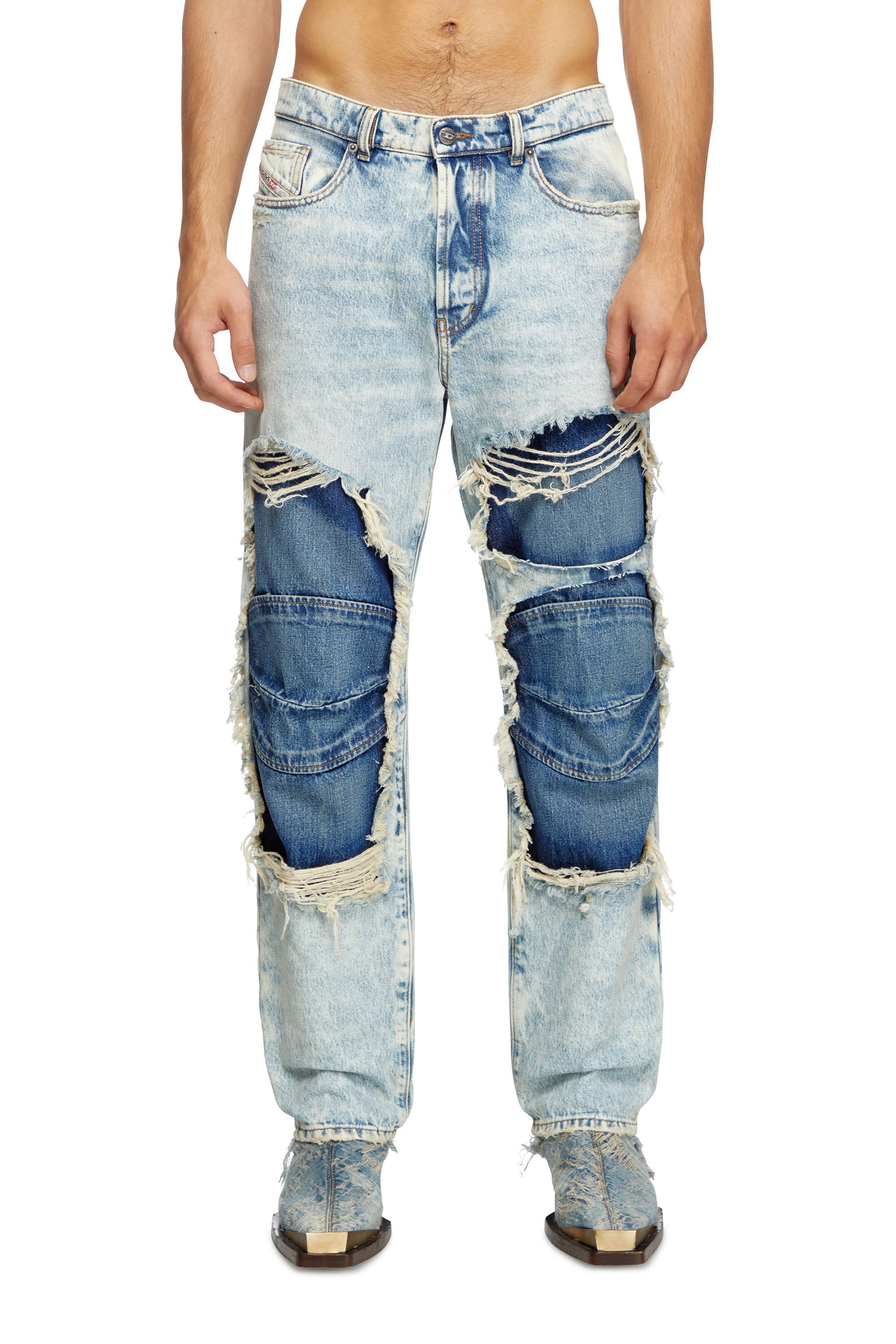 Diesel - Unisex Straight Jeans D-Fire 0AJEN, Light Blue - Image 3