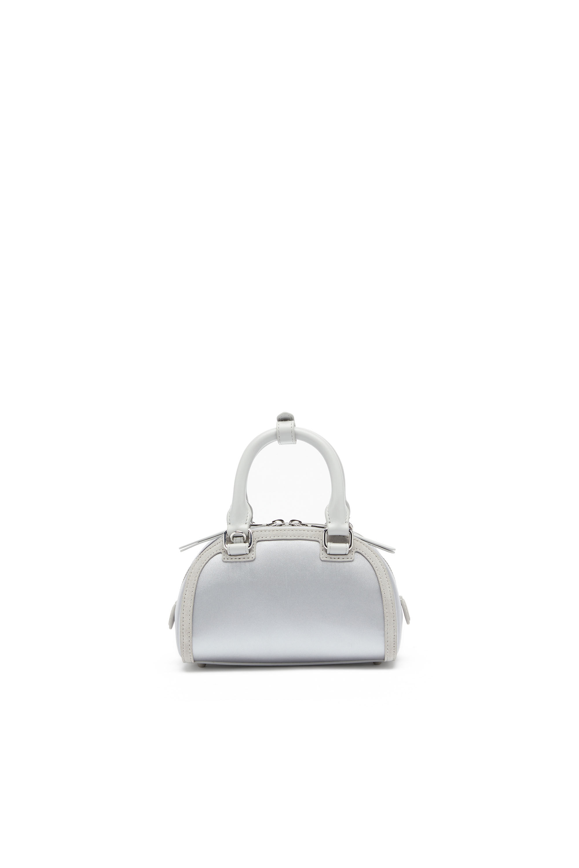 Diesel - 1DR DOME CROSSBODY, Woman's 1DR Dome - Mini bowling bag in satin and suede in Silver - 3