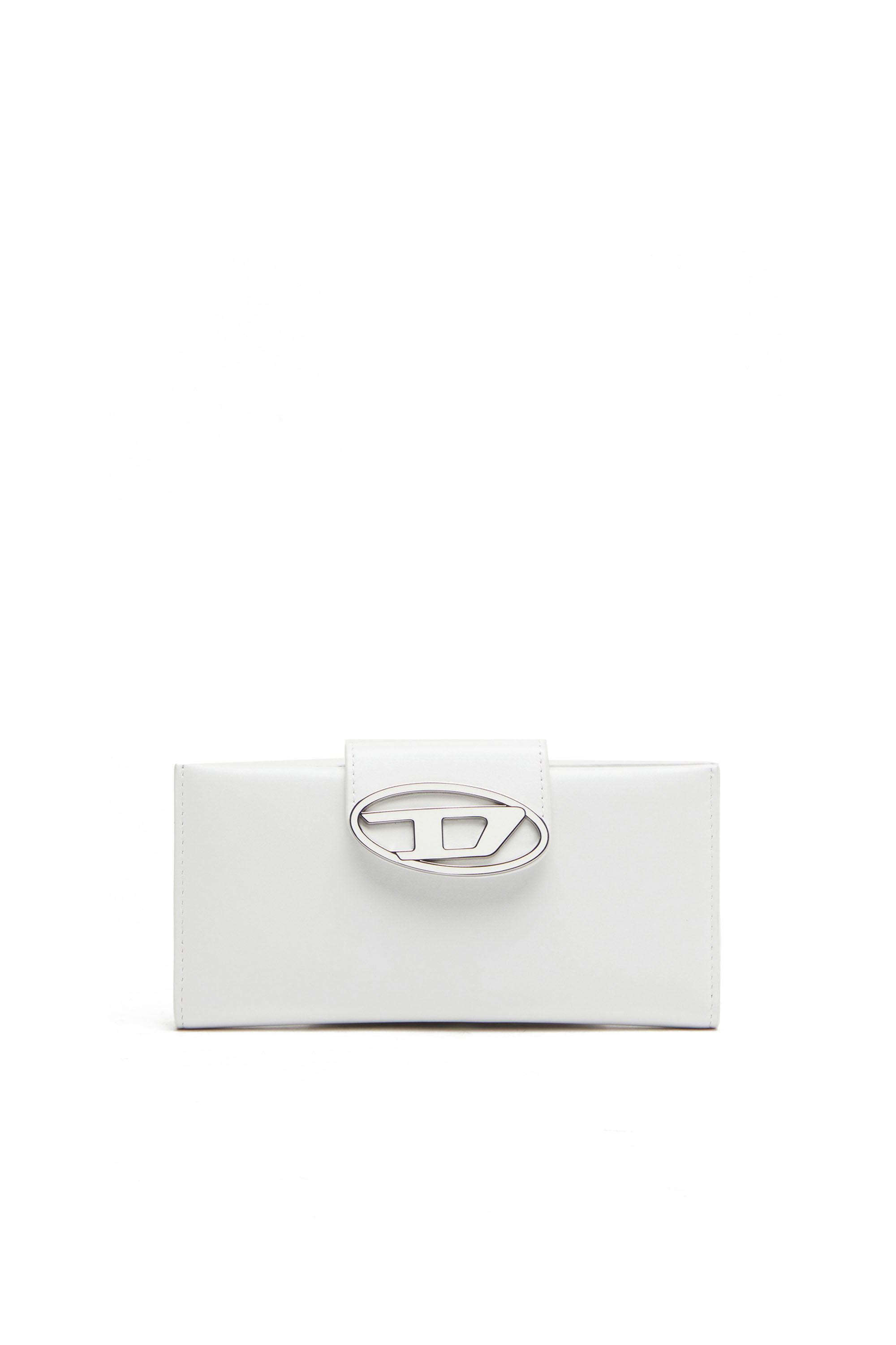 Diesel - JULIE, Woman Leather continental wallet with logo plaque in White - Image 1