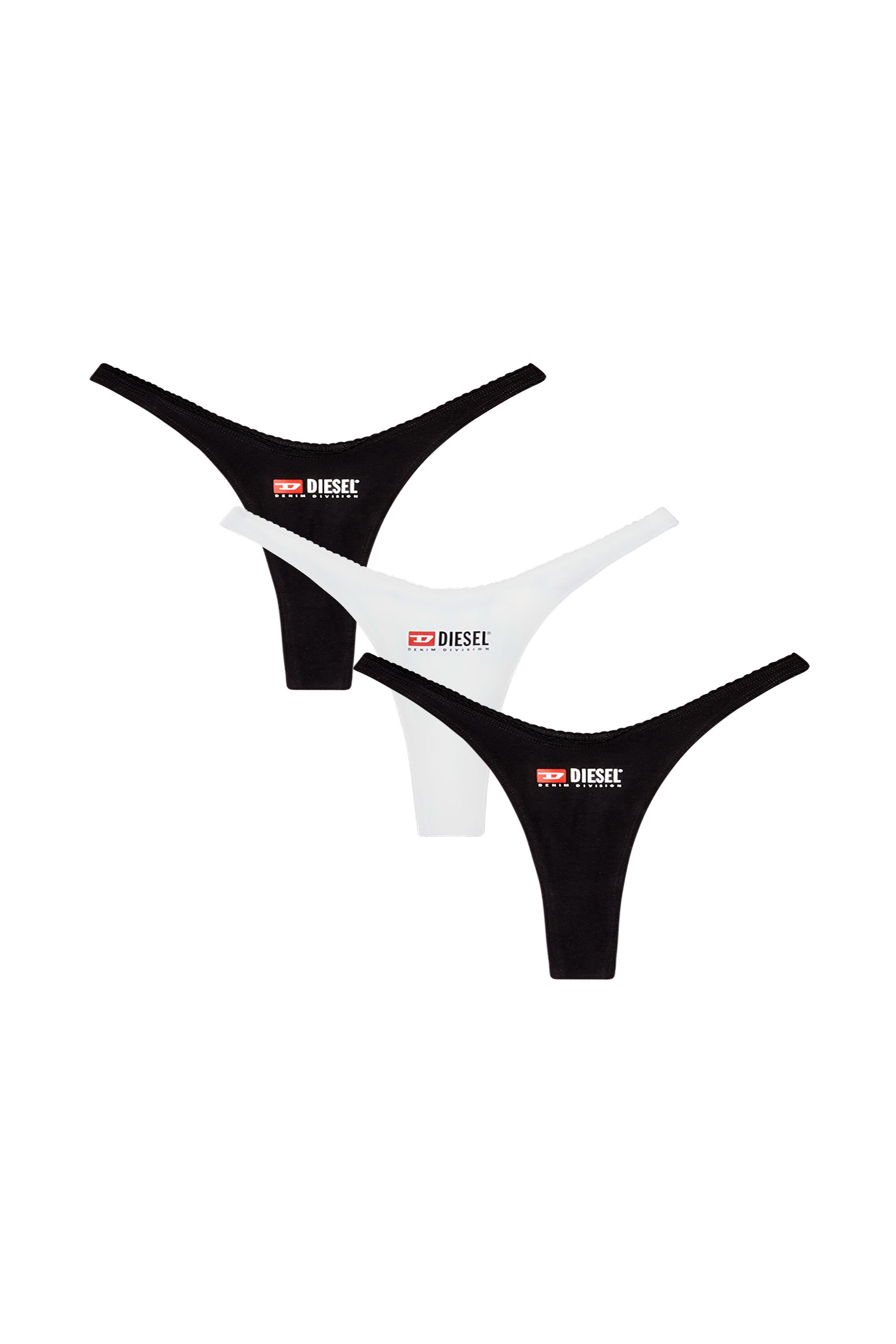 Diesel - MICRO-PUNCHY-D-CORE-3PACK, Woman's 3-pack of stretch cotton thongs with logo in Black - 2