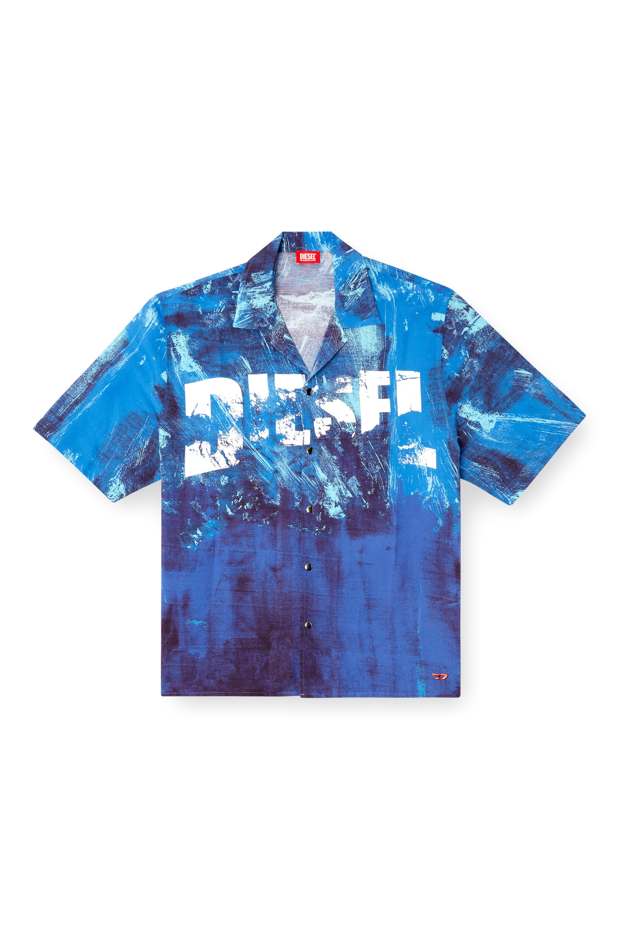 *Diesel*チャールズ-D-ポップ プリント ビーチシャツ Men's Printed beach shirt in linen blend | Blue | Diesel