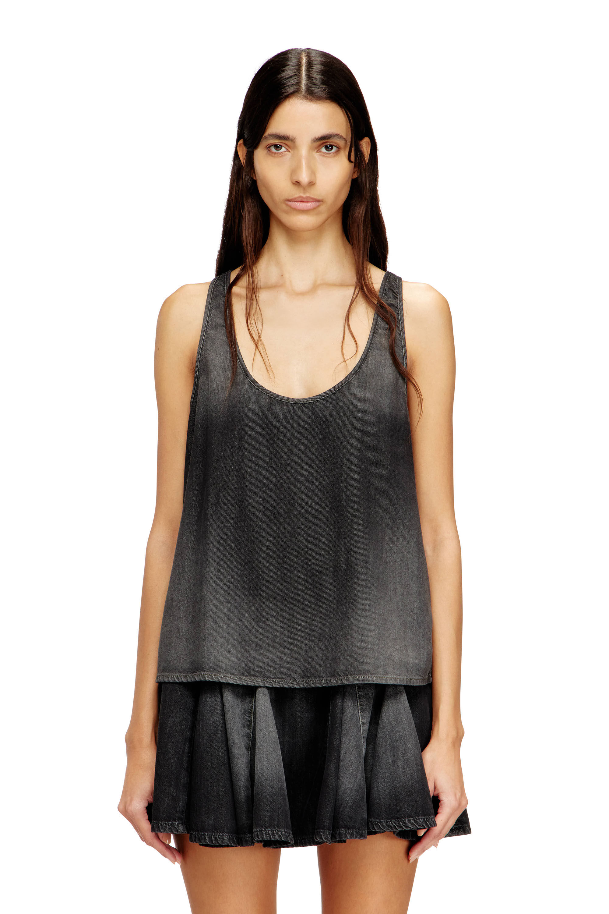 Diesel - DE-MISY-S, Woman's Sleeveless top in lightweight denim in Black - 3