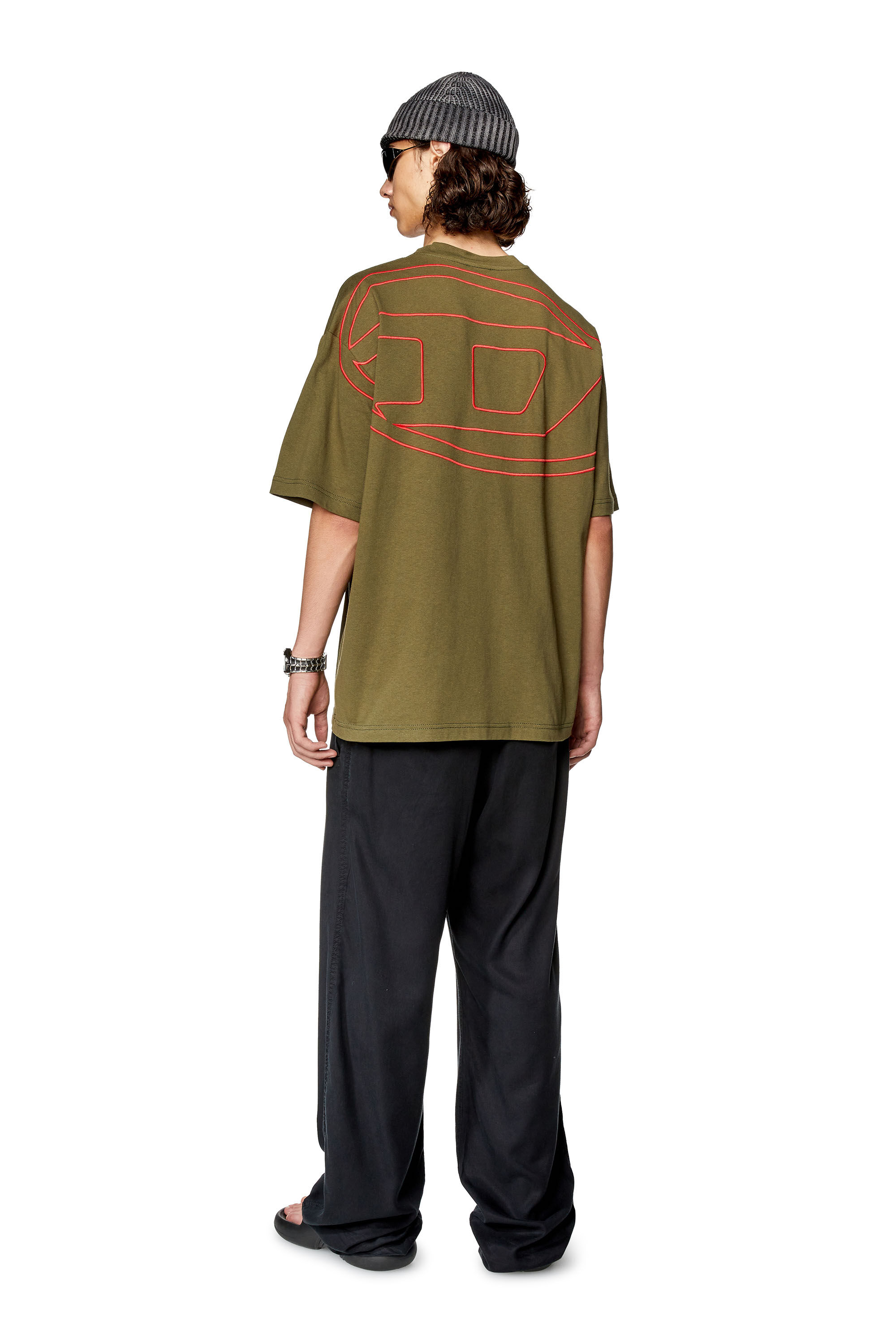 Diesel - T-BOGGY-MEGOVAL-D, Man T-shirt with maxi oval D embroidery in Green - Image 1
