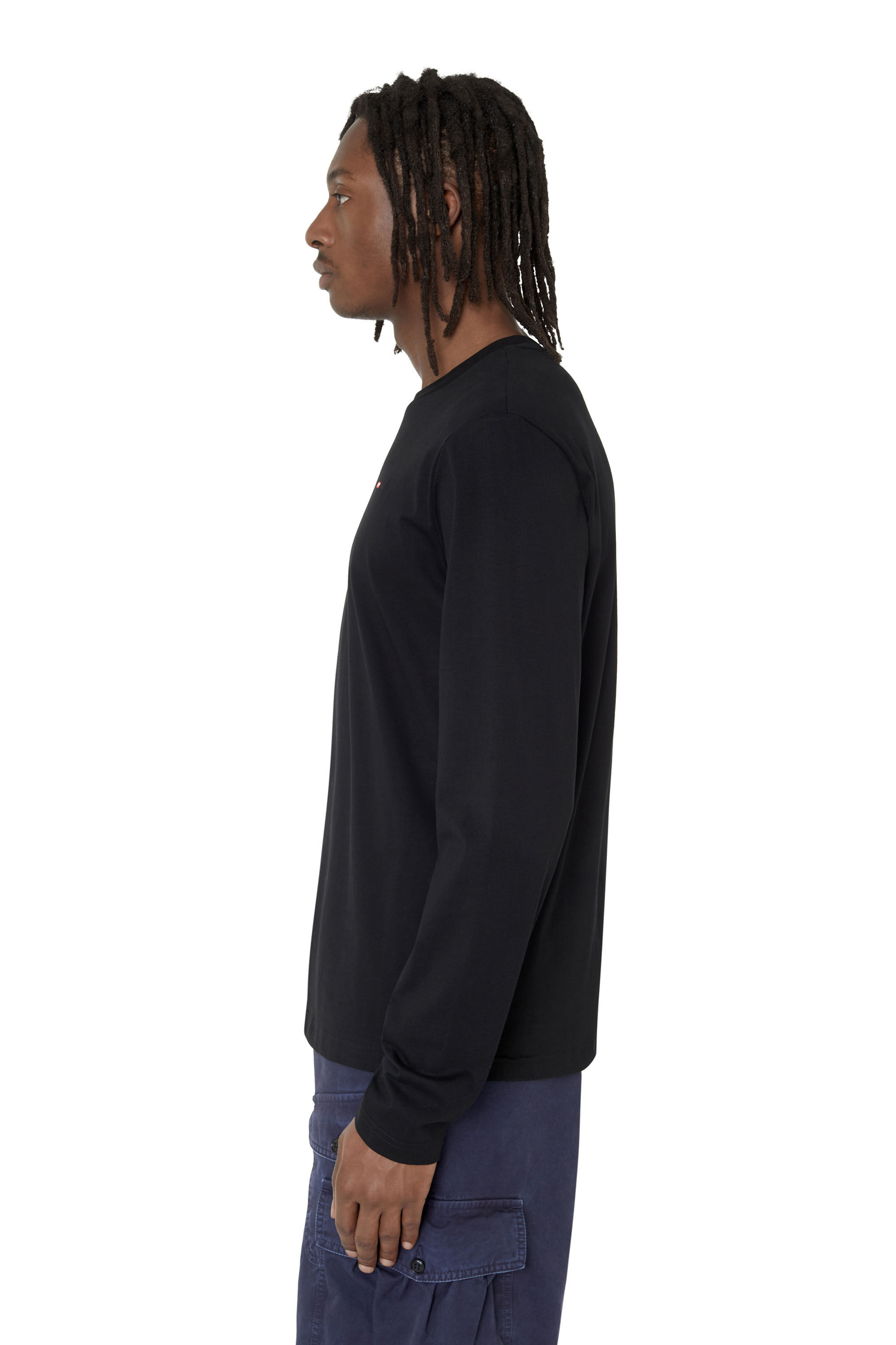 Diesel - T-DIEGOR-LS-MICRODIV, Man Long-sleeve T-shirt with micro logo in Black - Image 5