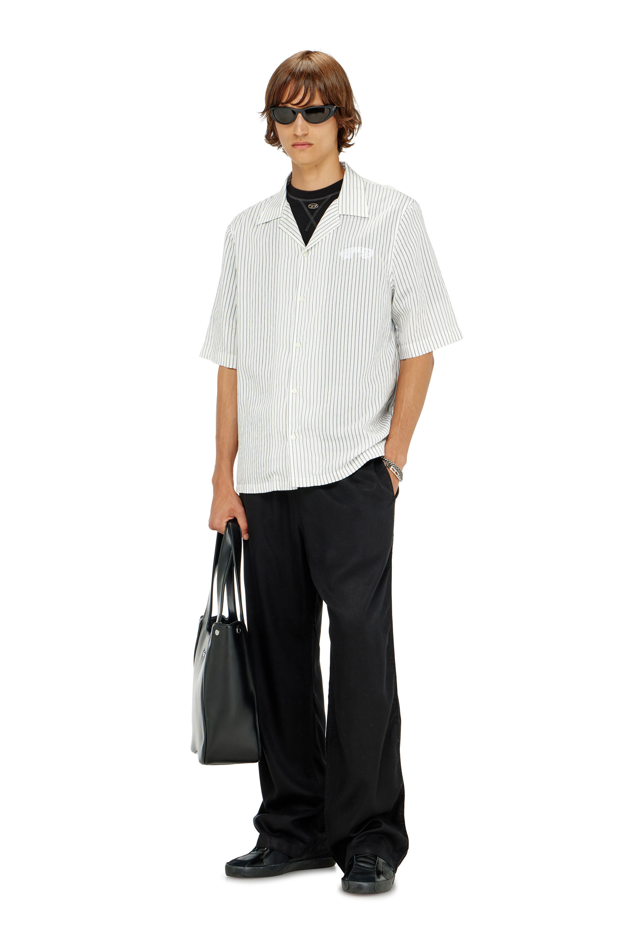 Diesel - P-DREYER-C, Man's Drawstring pants in faded twill in Black - 1