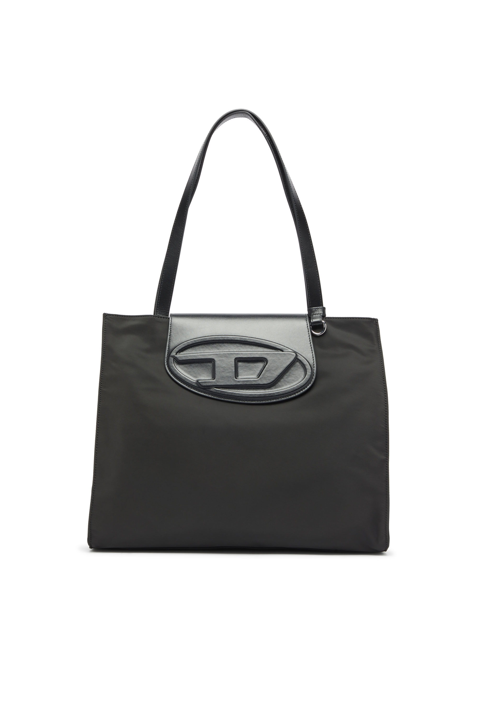 Women's 1DR - Shopping bag in nylon with leather flap | Black