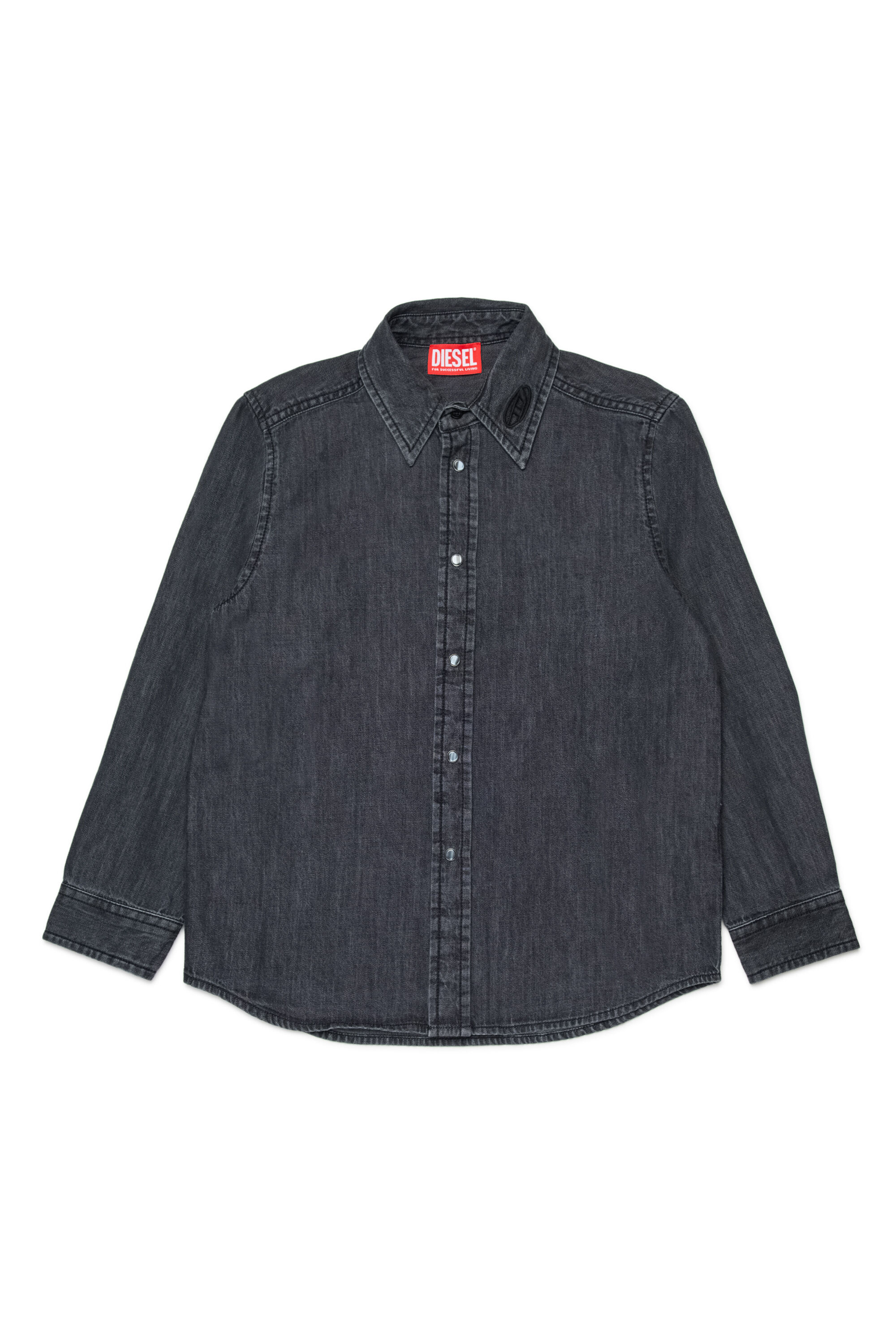 Diesel - CSIMPLY-OVER, Man's Denim shirt with snap buttons in Black/Dark grey - 1