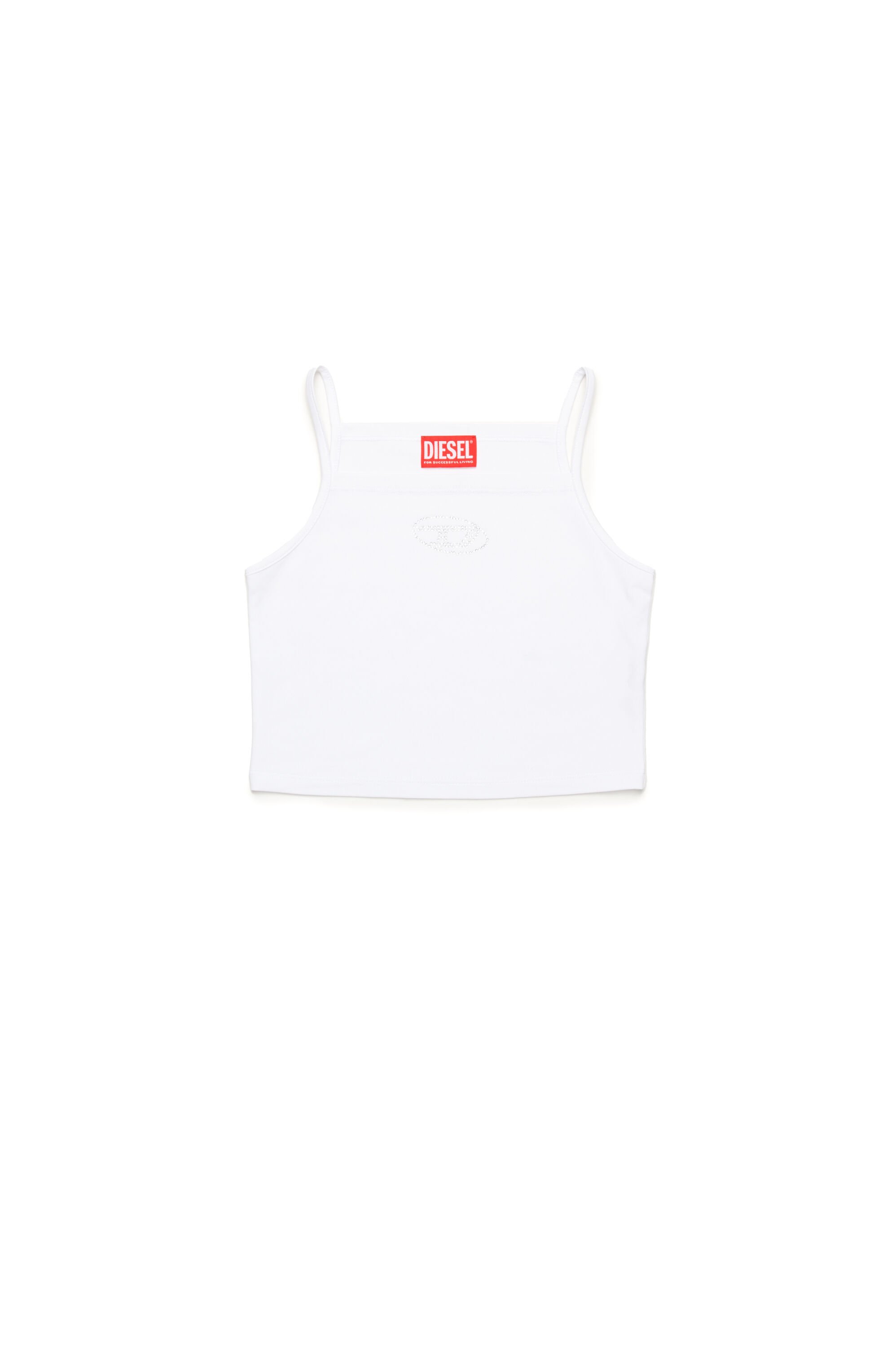 Diesel - TRIND, Woman's Cami top with crystal Oval D logo in White - 1