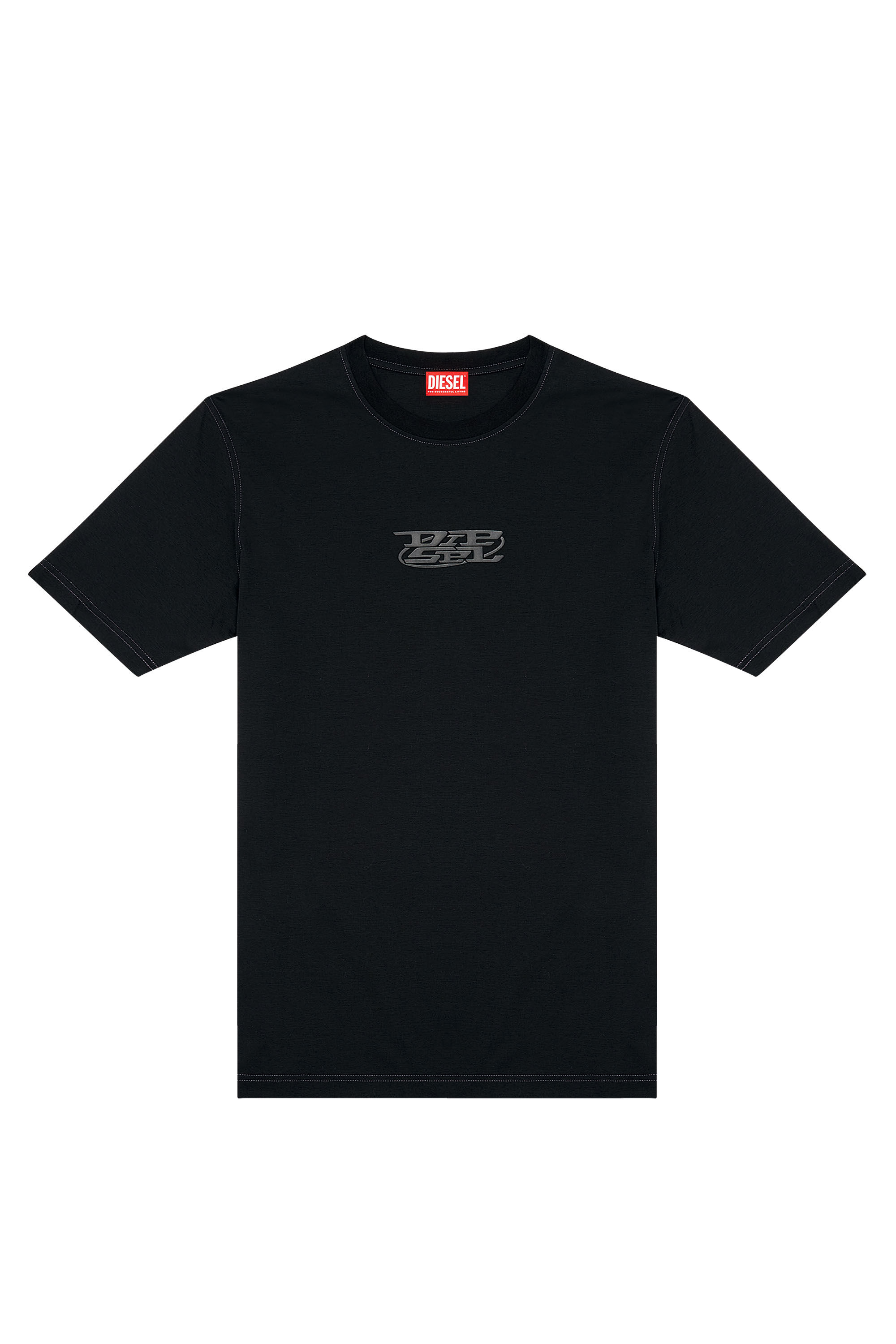 Diesel - T-MUST-SLITS-N, Man Logo-print T-shirt in mercerised cotton in Black - Image 2