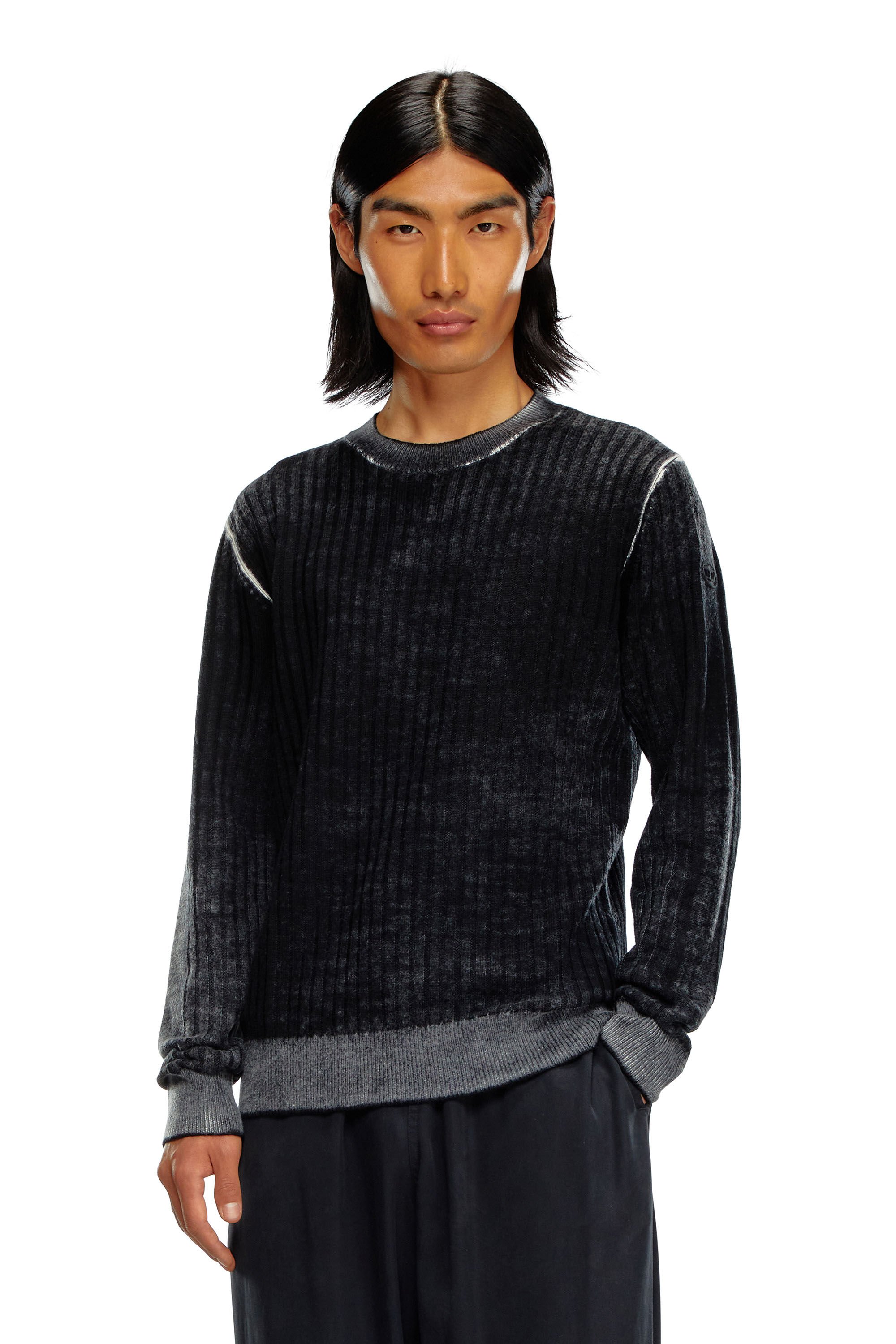 Diesel - K-ANDELERO, Man Printed wool jumper in Grey - Image 3
