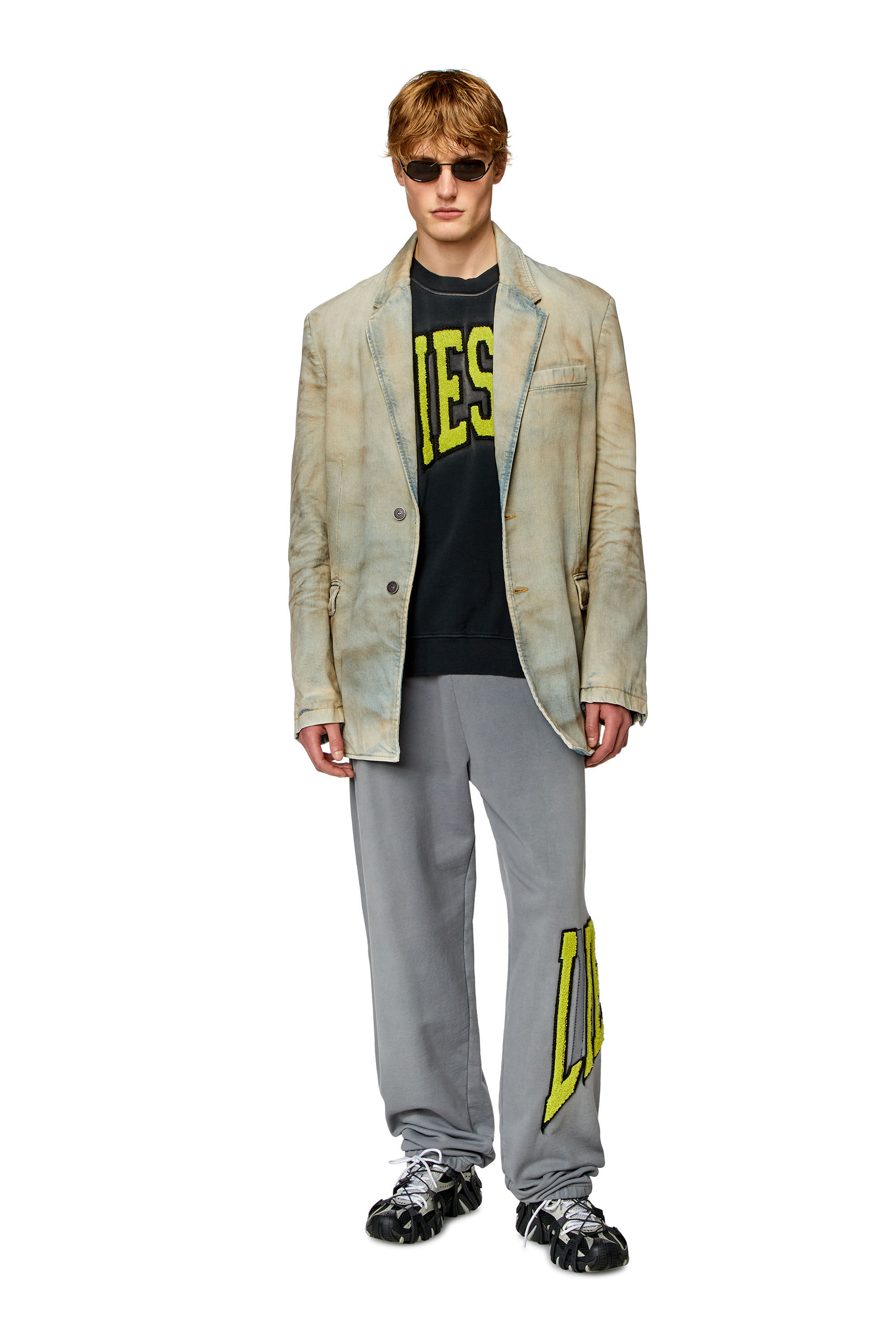 Diesel - S-BOXT-N6, Man College sweatshirt with LIES patches in Black - Image 1
