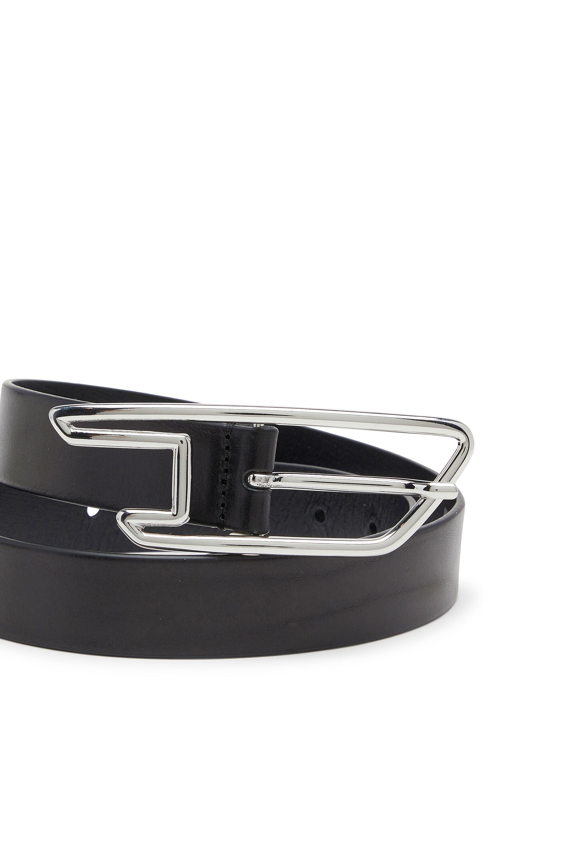 Diesel - B-D LINE W 30, Woman's 3cm belt in pull-up leather in Black - 3