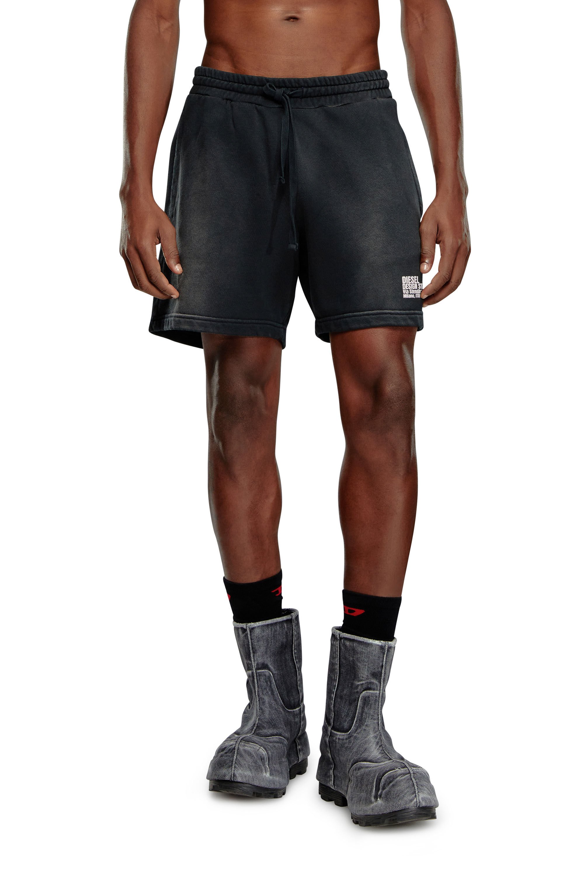 Diesel - P-STELT-N1, Man Sweat shorts with sun-faded effect in Black - Image 2