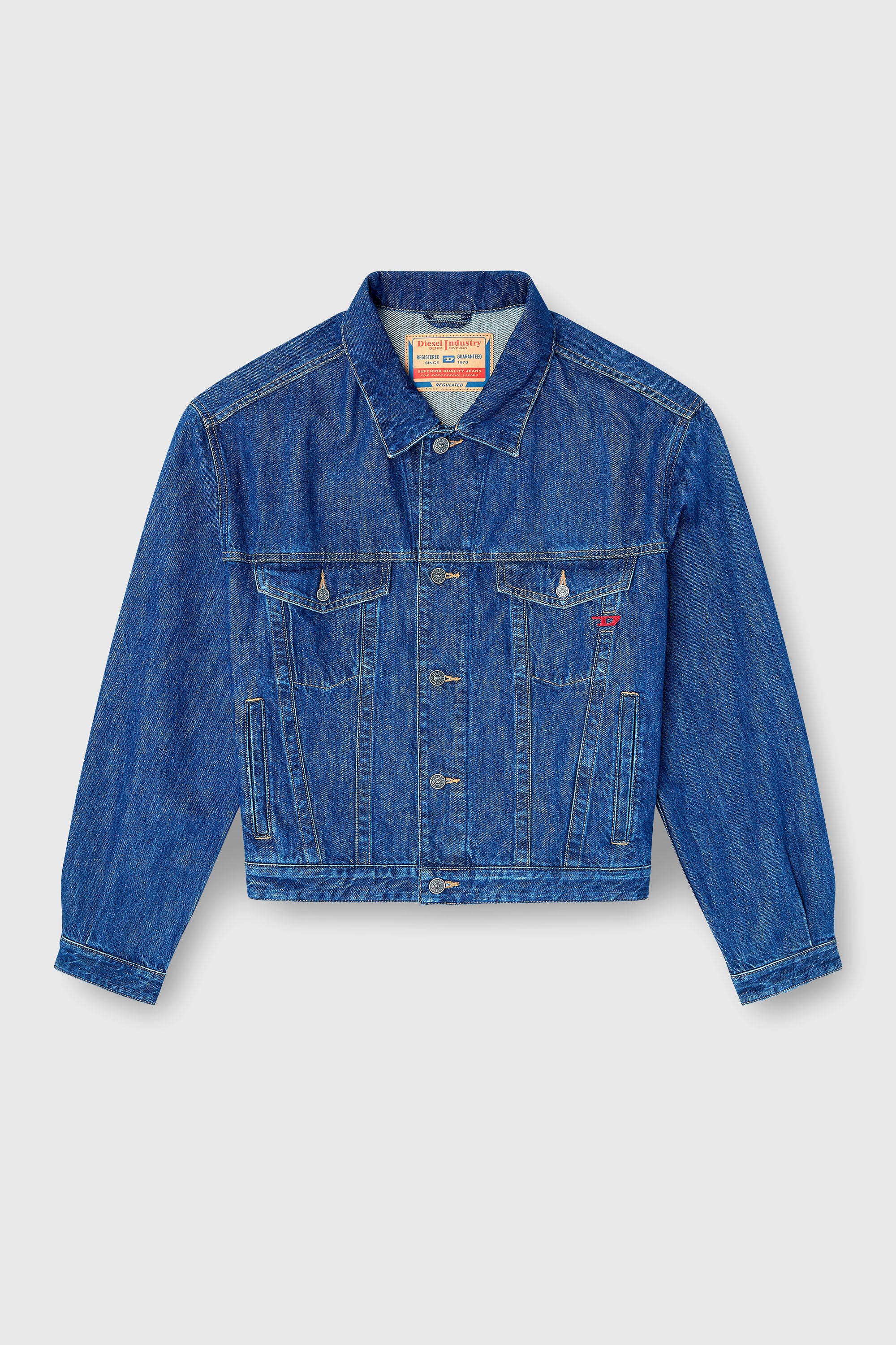 Diesel - D-RANGER, Man's Trucker jacket in denim in Medium blue - 2