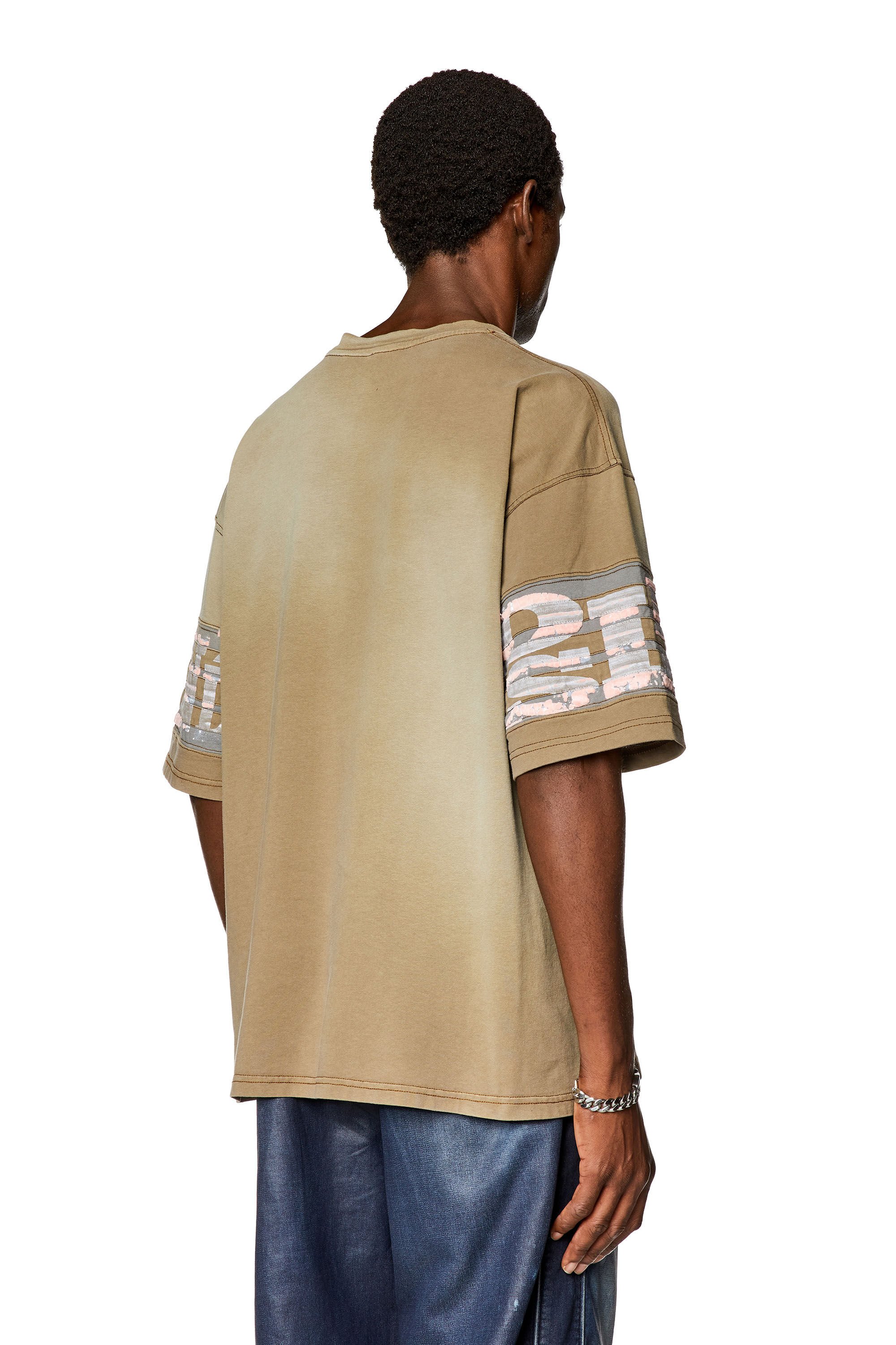 Diesel - T-BOST, Man Faded jersey T-shirt with flock prints in Brown - Image 2