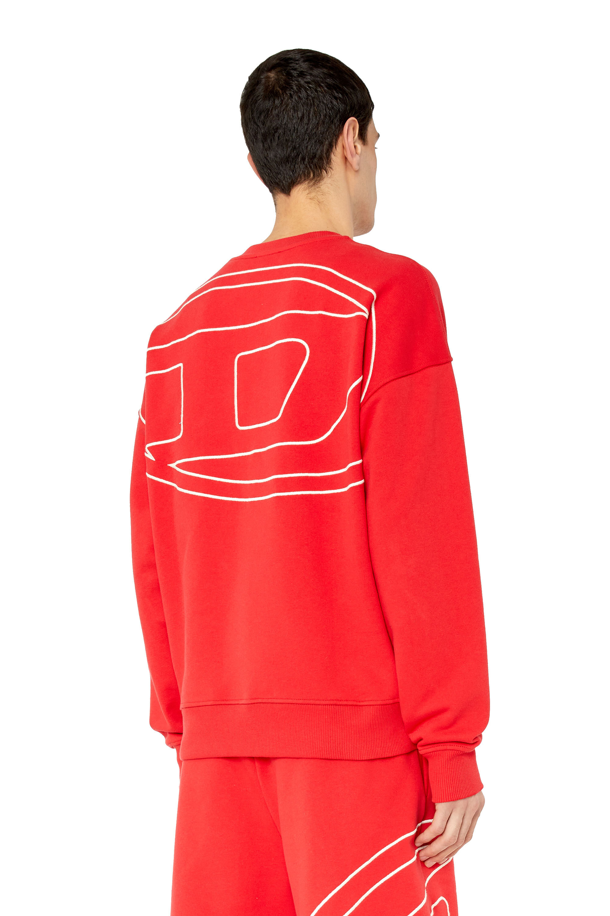 Diesel - S-ROB-MEGOVAL, Man Sweatshirt with back maxi D logo in Red - Image 3