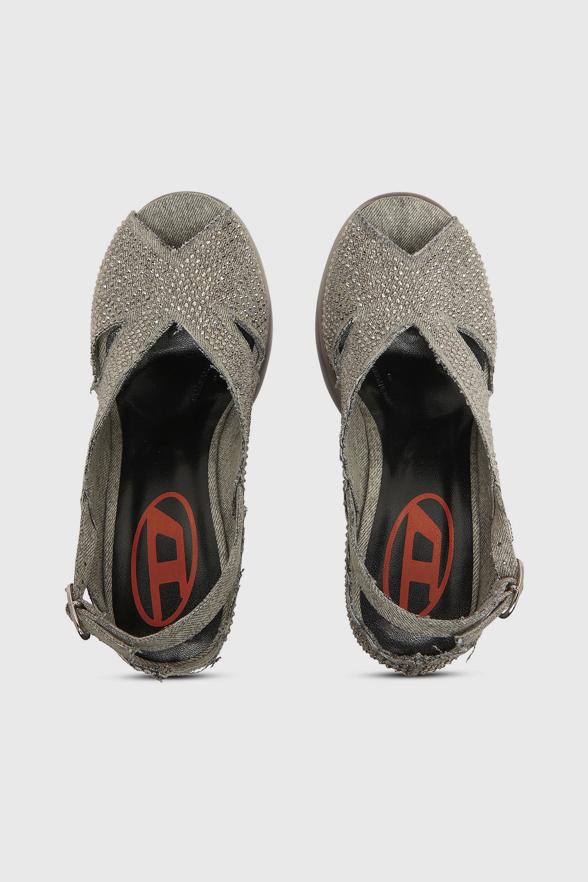 Diesel - D-LAKE PLATFORM SDL, Woman's D-Lake-Platform sandals in crystal denim and plexiglass in Grey - 4
