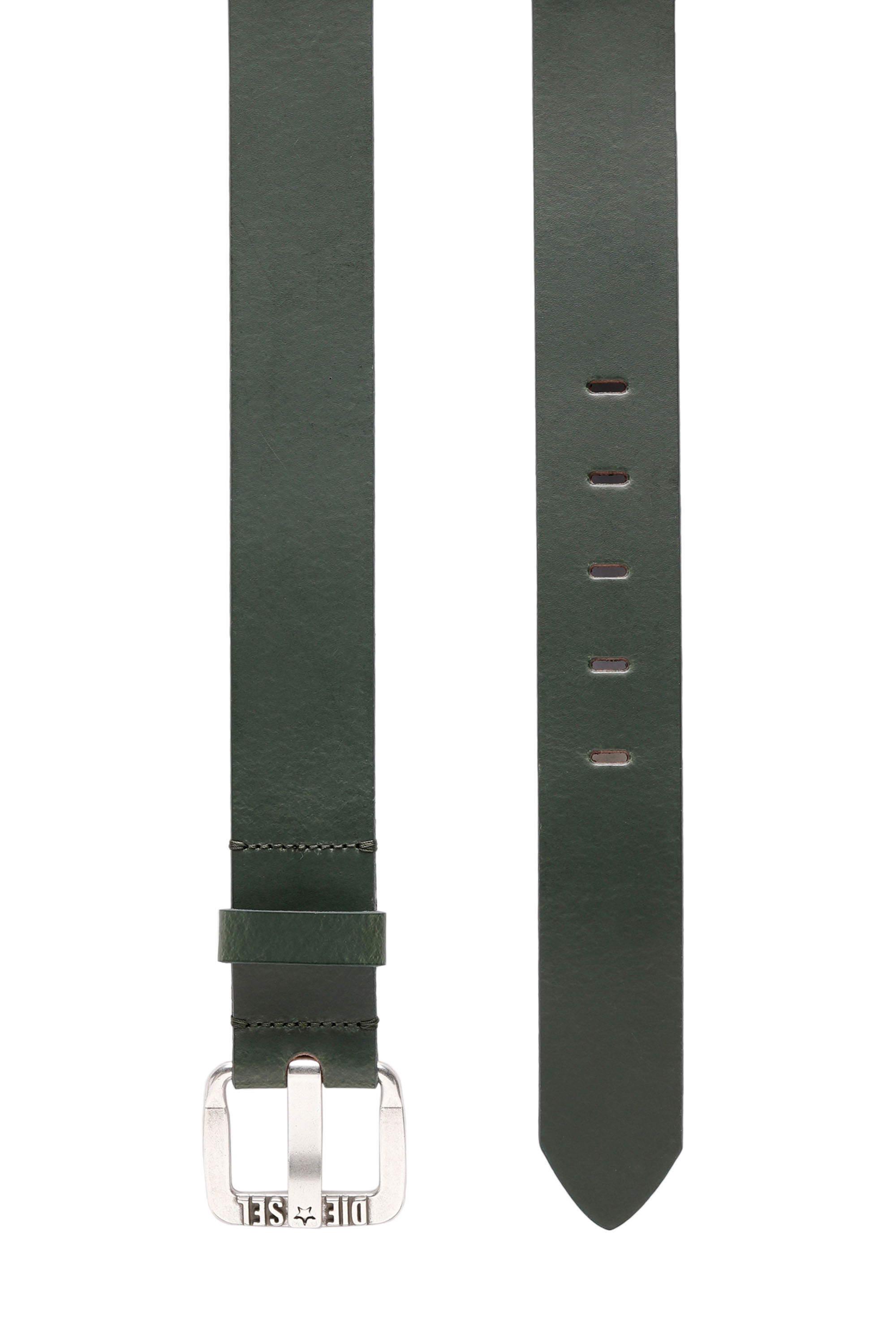Diesel - B-STAR II, Man Leather belt with metal star logo buckle in Green - Image 3