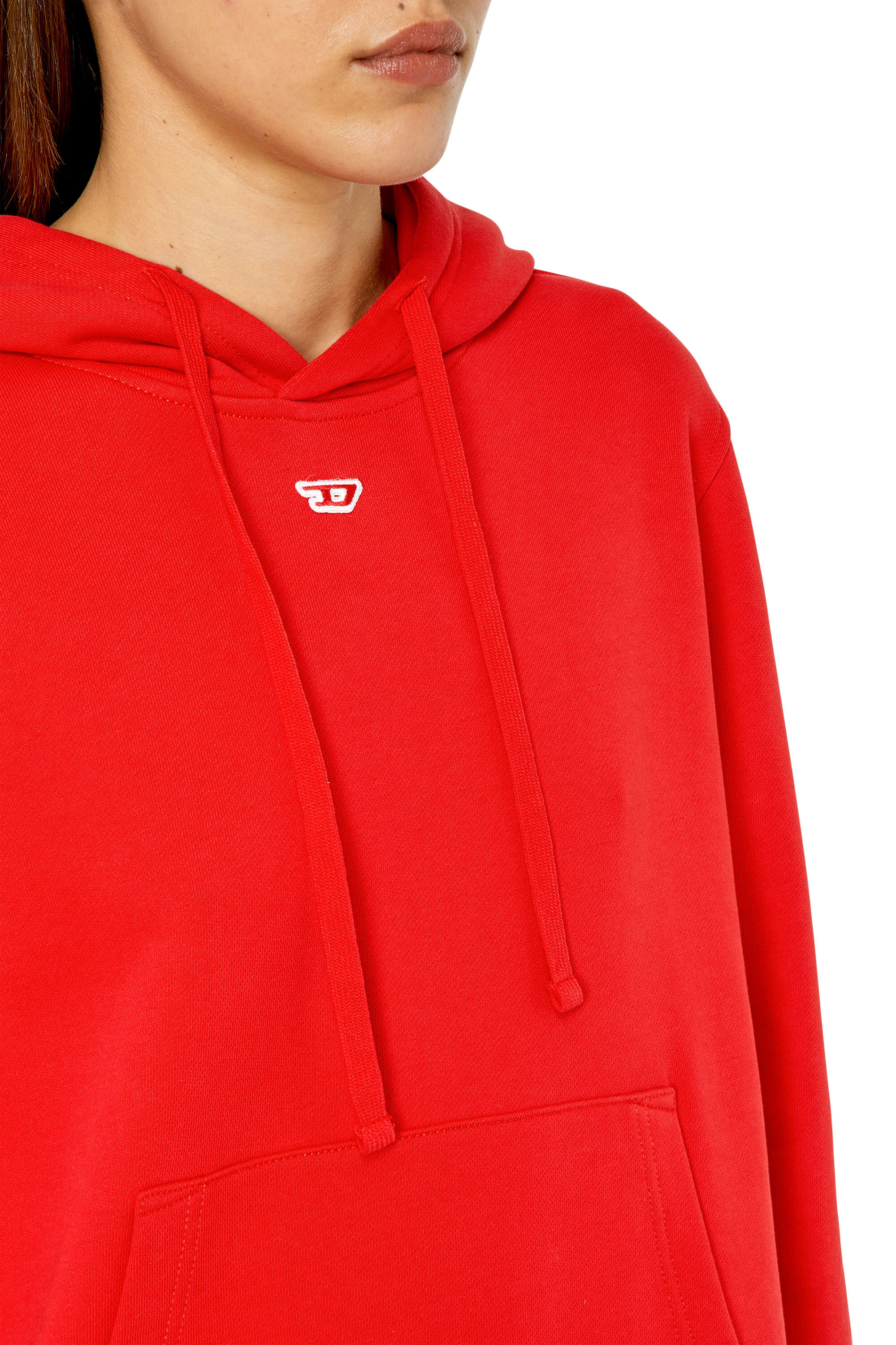 Diesel - S-GINN-HOOD-D, Woman Hoodie with embroidered D patch in Red - Image 6