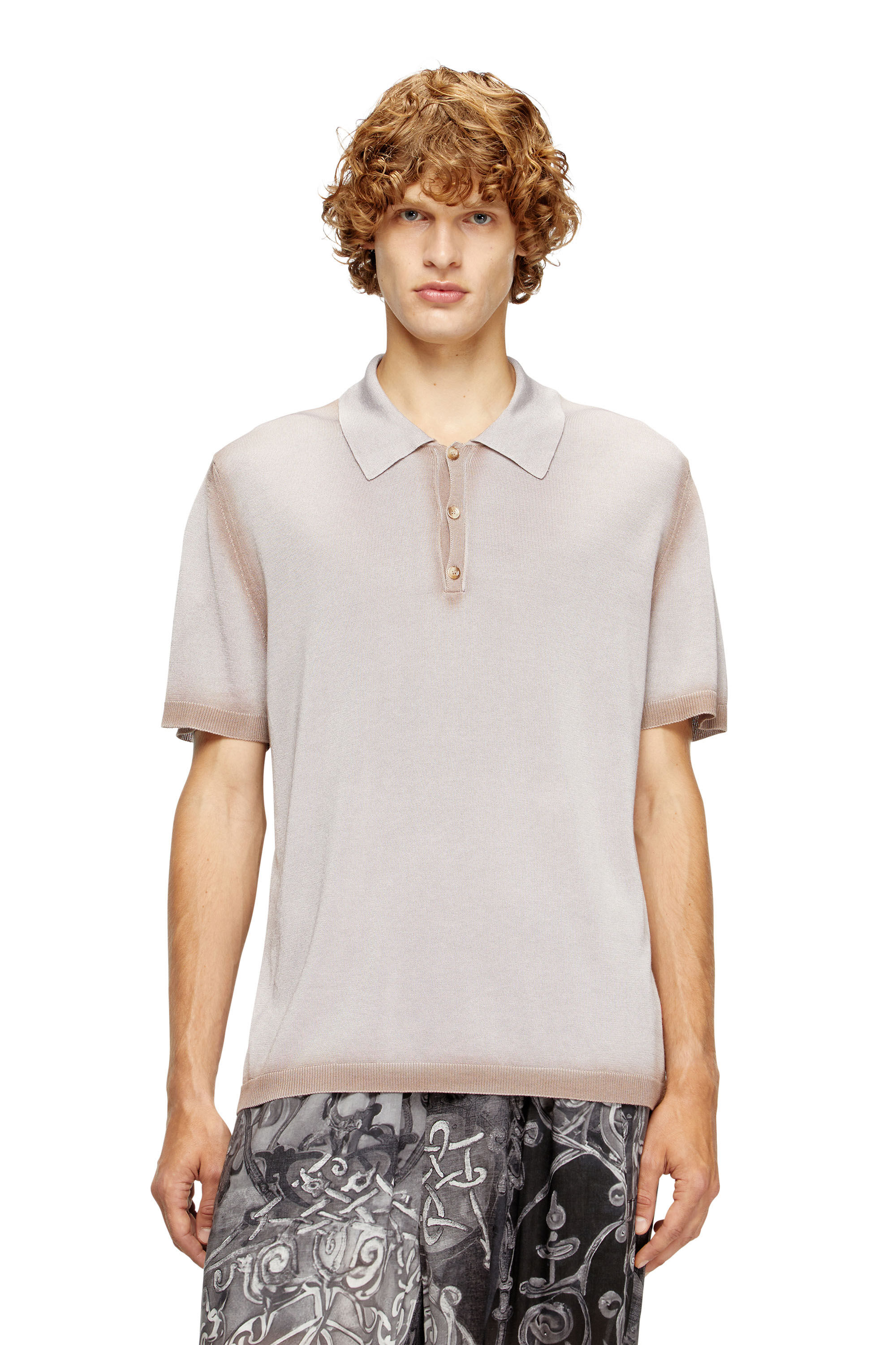 Diesel - K-VIRTO, Man's Dégradé knitted polo shirt in Beige - 1