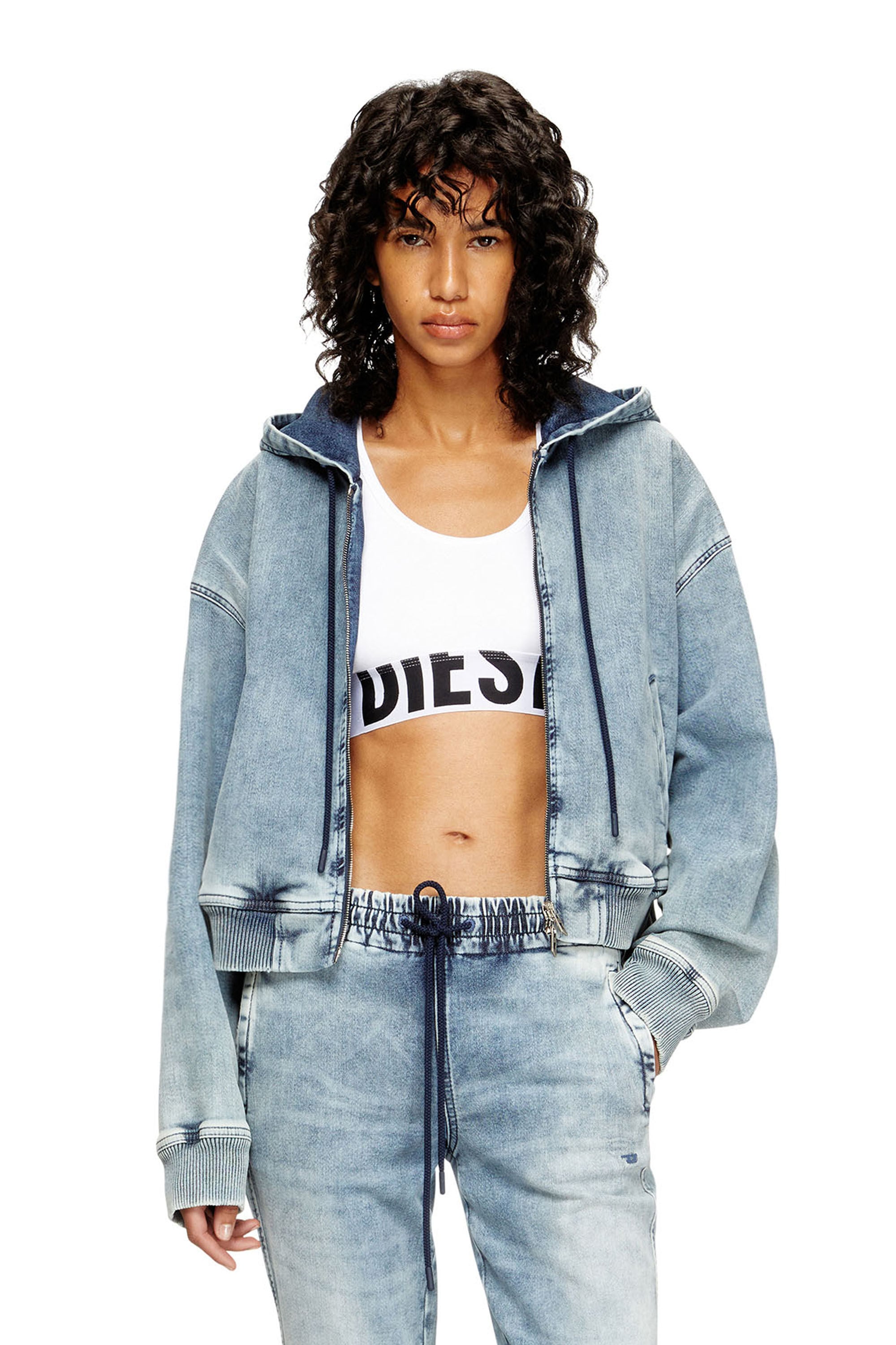 Diesel - UFSB-COTTON-RACE-BRALETTE-XL, Woman's Sports bra with cut-off logo in White - 5