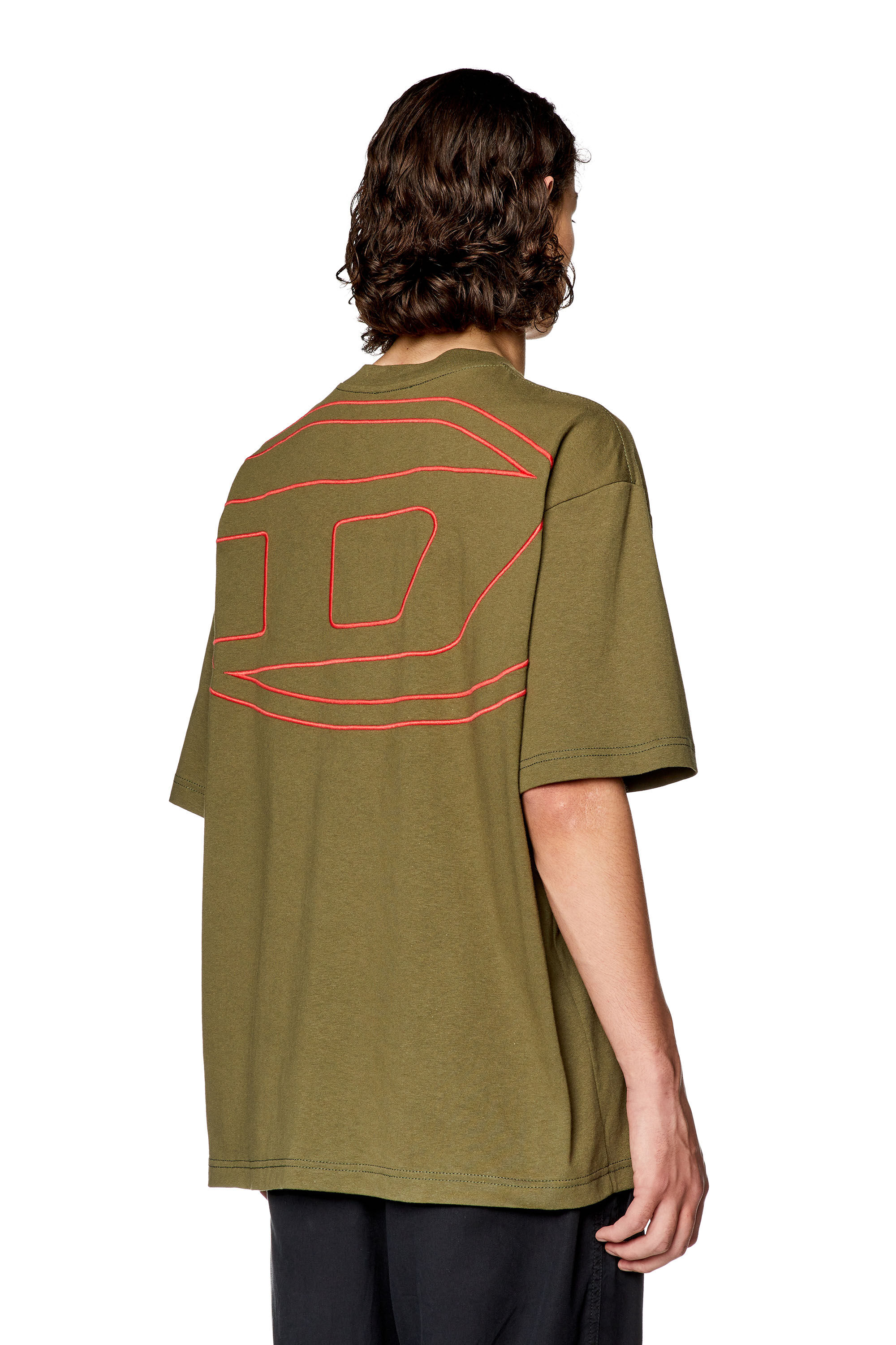 Diesel - T-BOGGY-MEGOVAL-D, Man T-shirt with maxi oval D embroidery in Green - Image 3