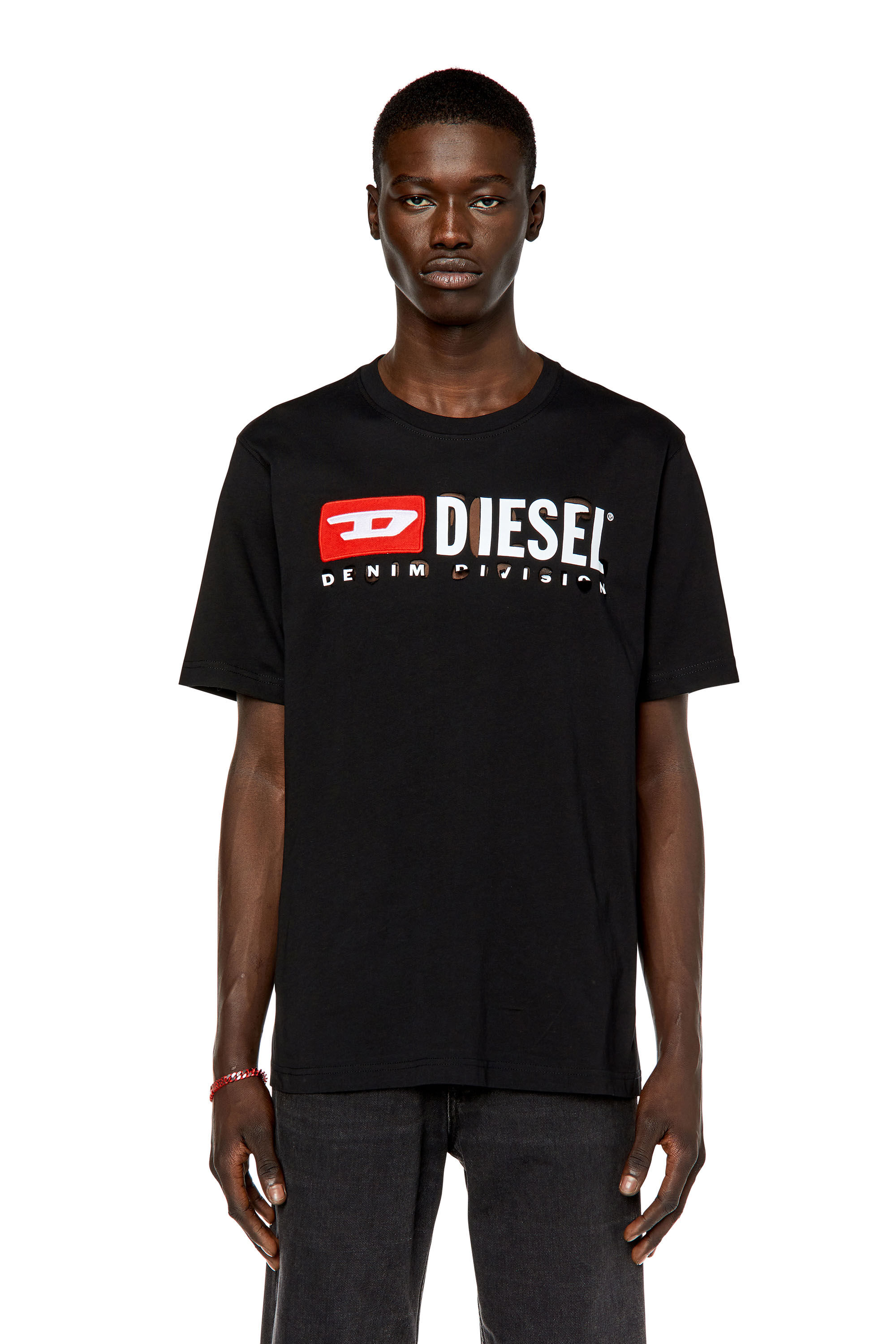 Diesel - T-JUST-DIVSTROYED, Man T-shirt with peel-off letters in Black - Image 3