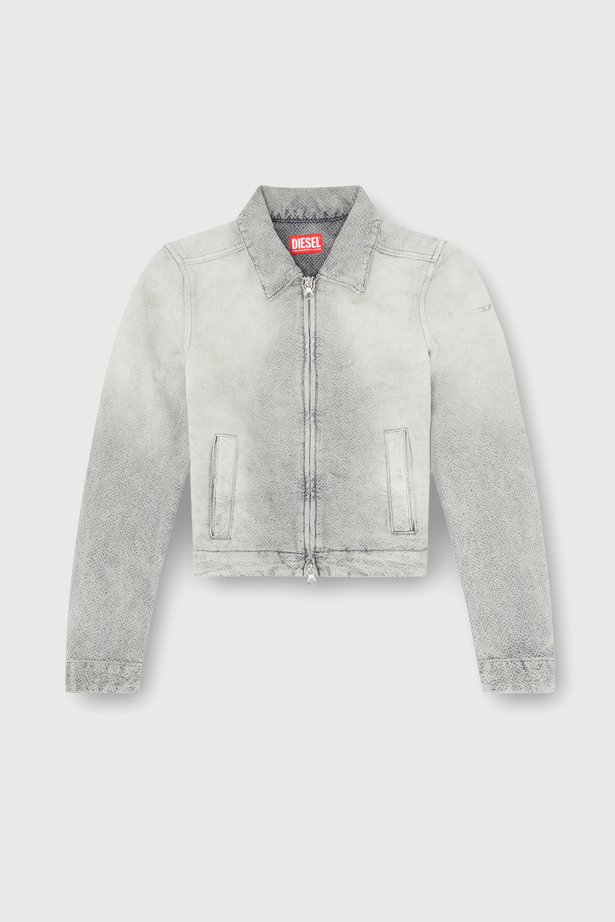 Diesel - DE-CORB, Woman's Jacket in distressed herringbone denim in Grey - 2