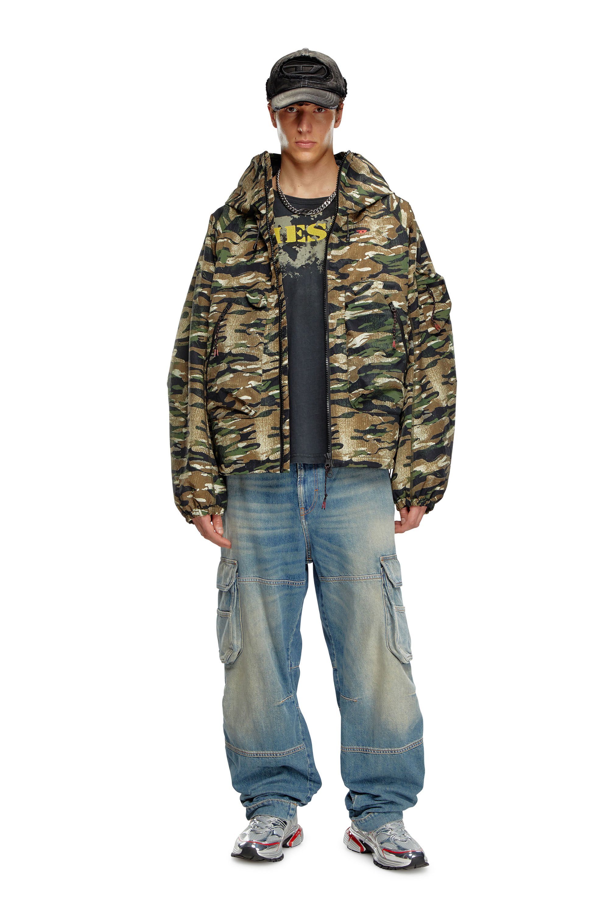 Diesel - AMWT-BERNARD-WT24, Man Camouflage hooded jacket in Multicolor - Image 1