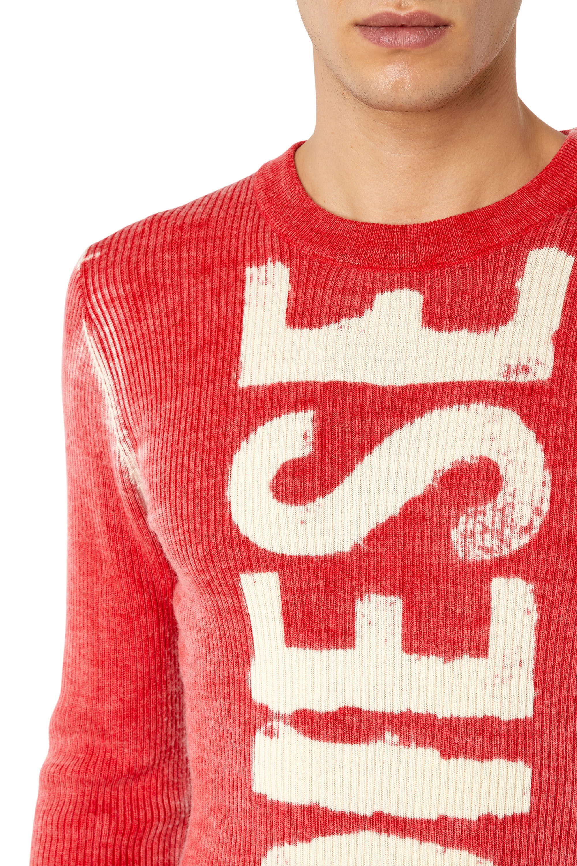 Diesel - K-ATULLUS-ROUND, Man Wool jumper with bleeding-effect logo in Red - Image 6