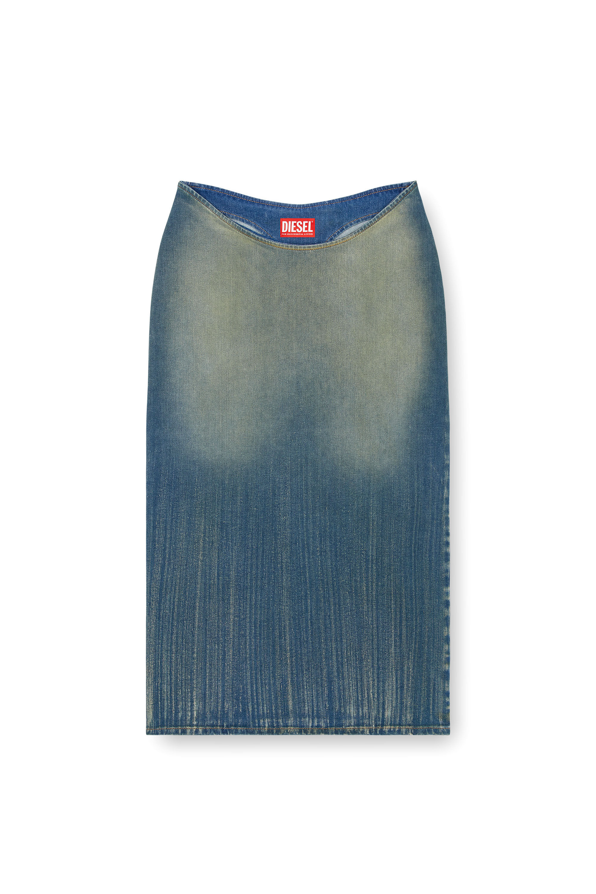 Diesel - DE-MAURY-S, Woman Pencil skirt in light streaky denim in Blue - Image 2