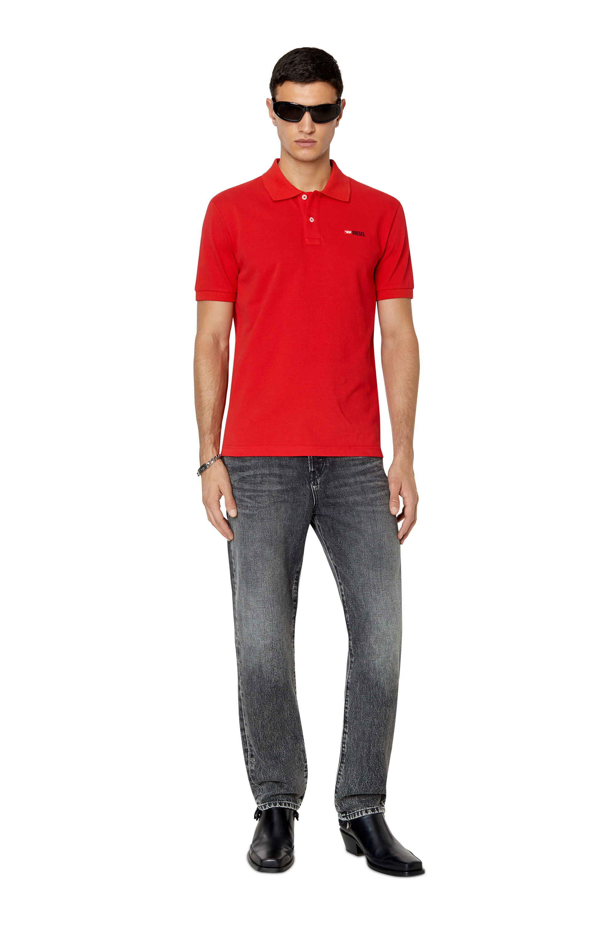 Diesel - T-SMITH-DIV, Man Polo shirt with 3D logo in Red - Image 1
