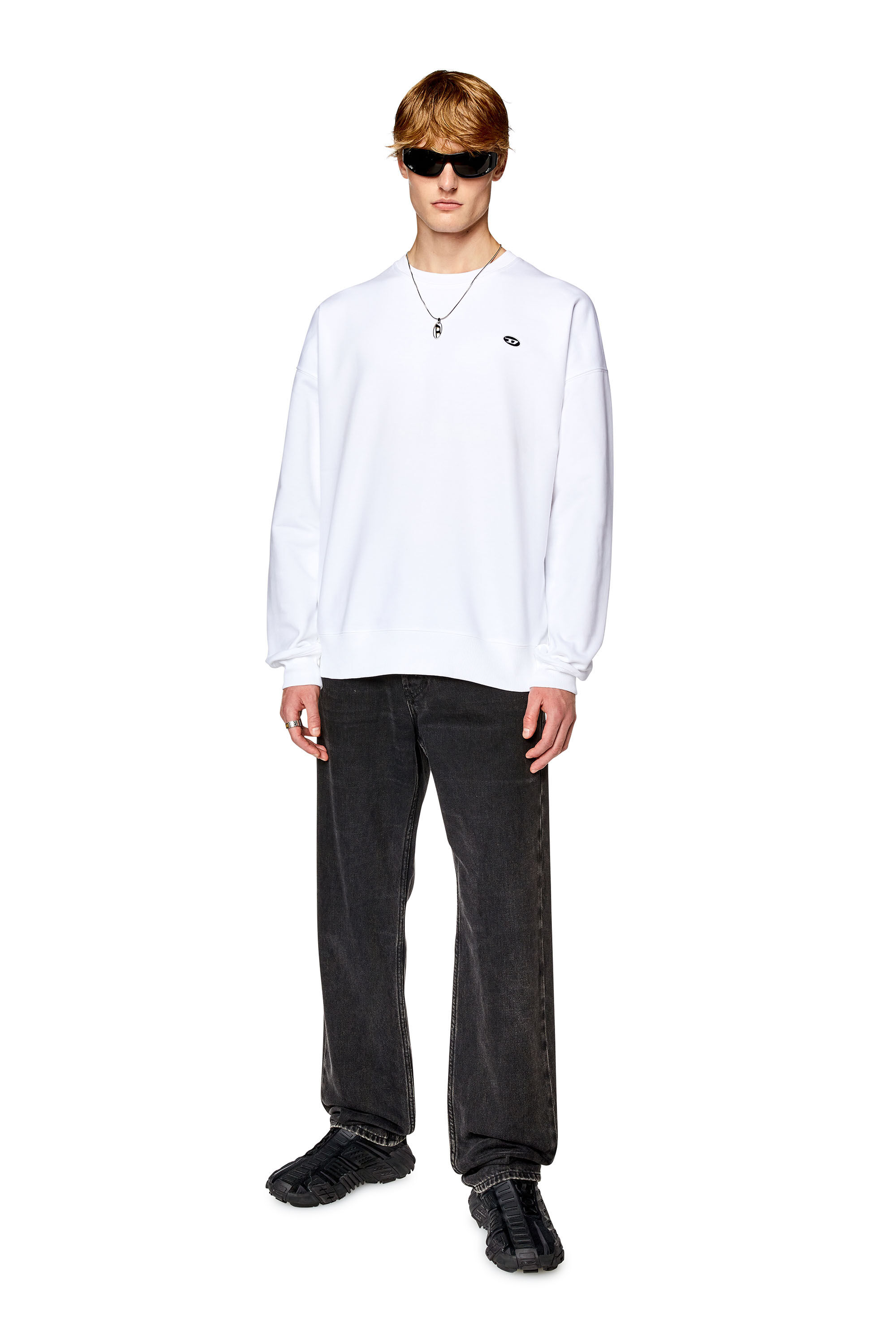 Diesel - S-ROB-DOVAL-PJ, Man Sweatshirt with oval D patch in White - Image 1