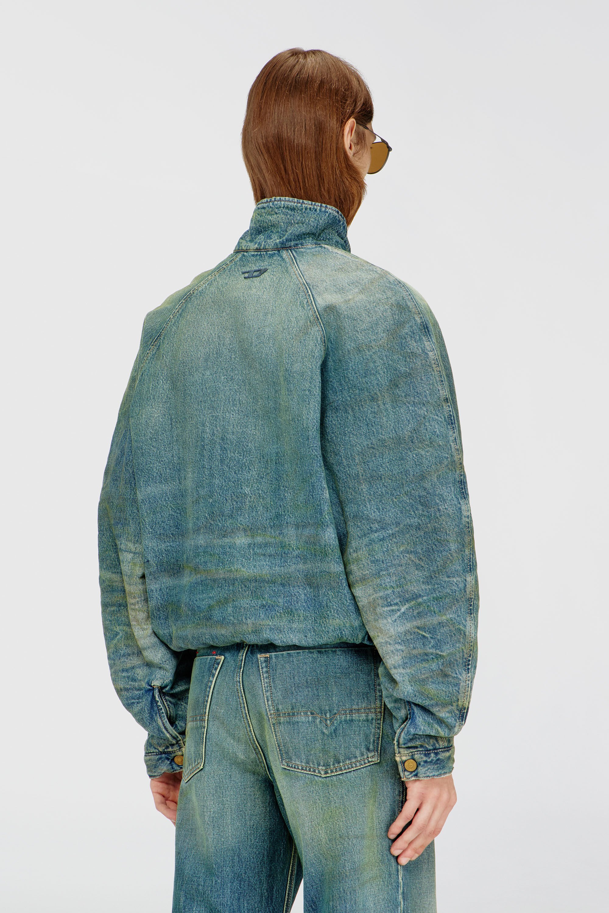 Diesel - D-BARUS-FSJ2, Man's Padded jacket in dirty-effect creased denim in null - 4