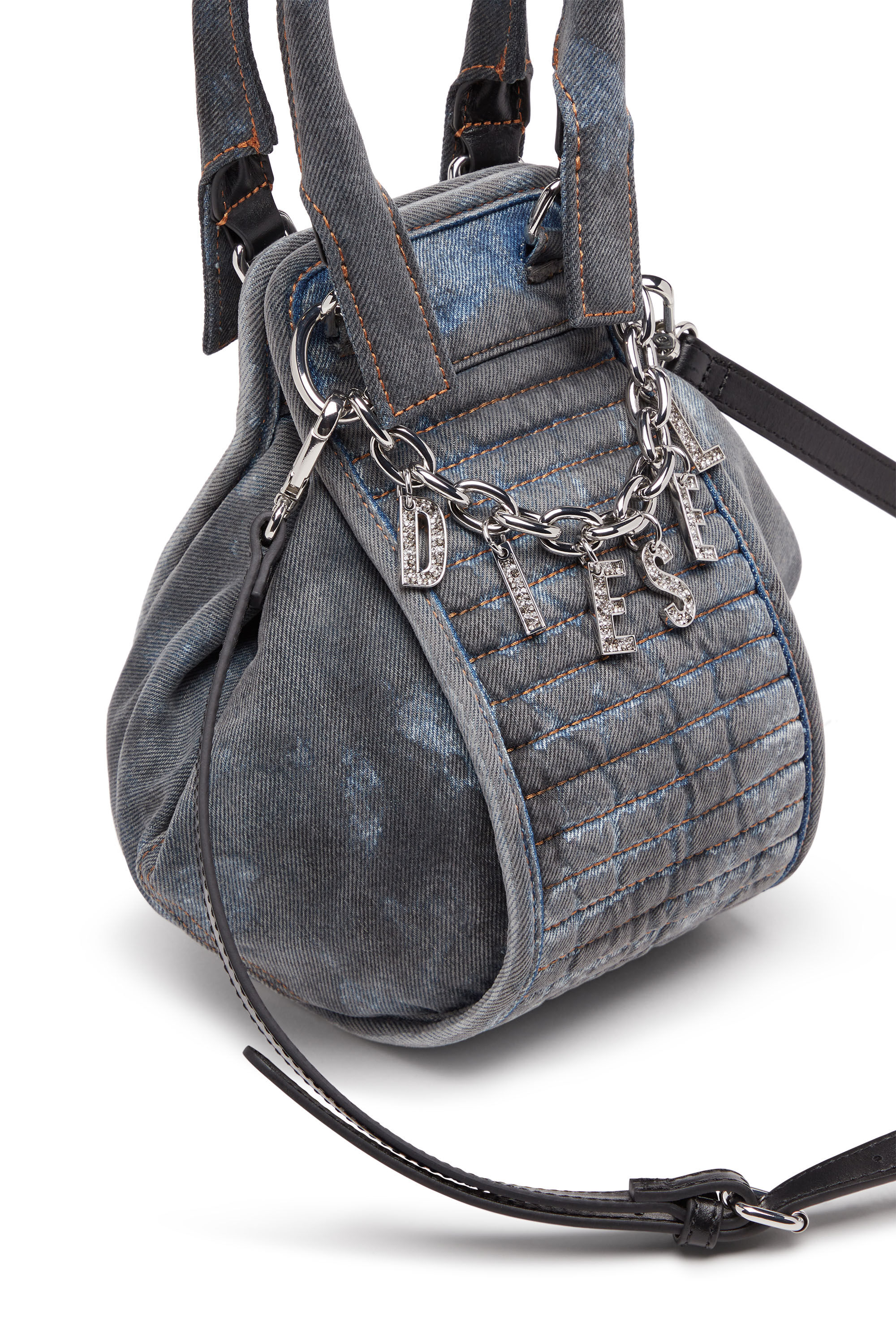 Diesel - D-VINA-XS, Woman D-Vina-XS-Handbag in bicolour denim in Blue - Image 2