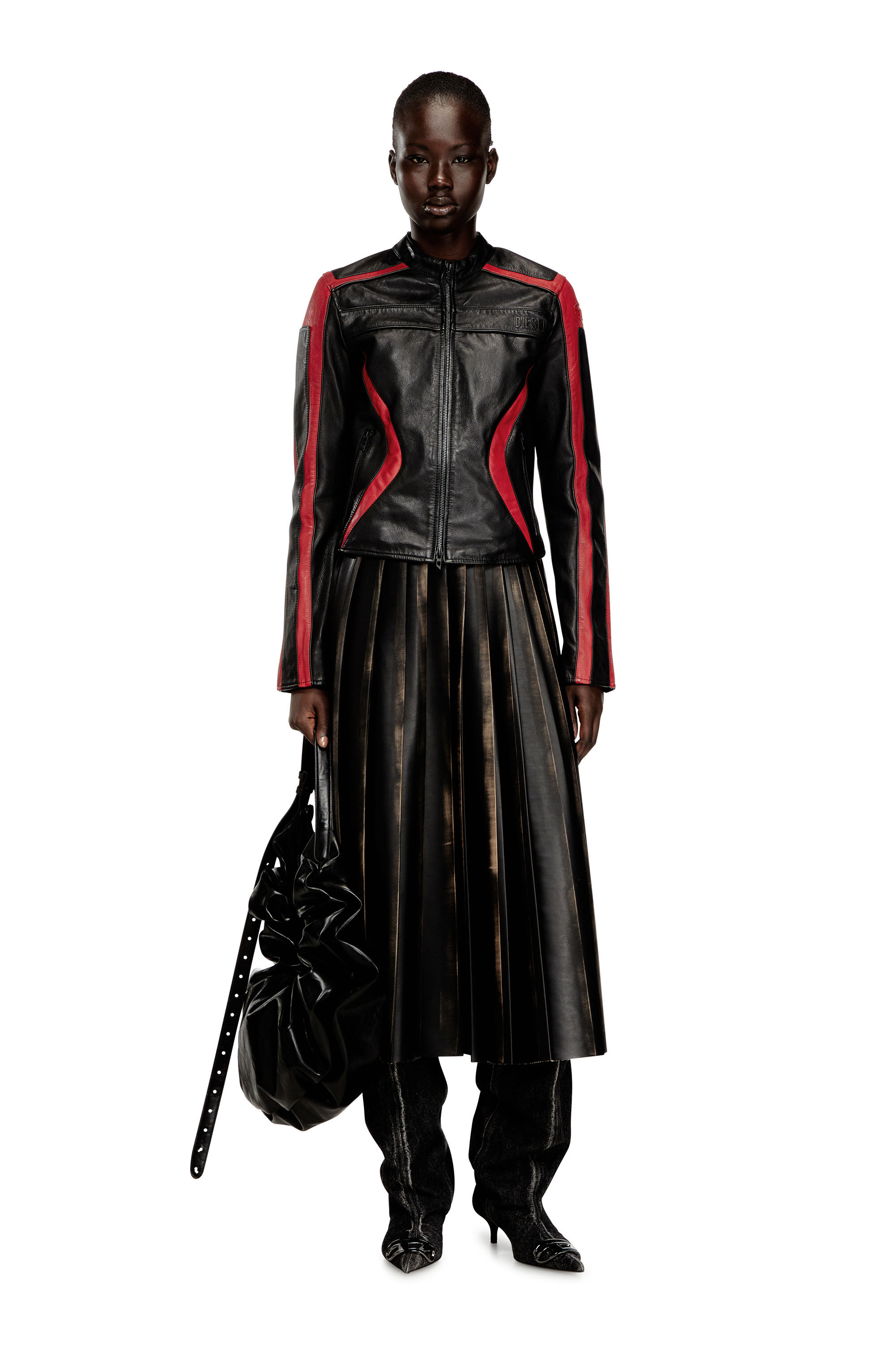 Diesel - O-SAKA, Woman's Distressed pleated midi skirt in null - 1