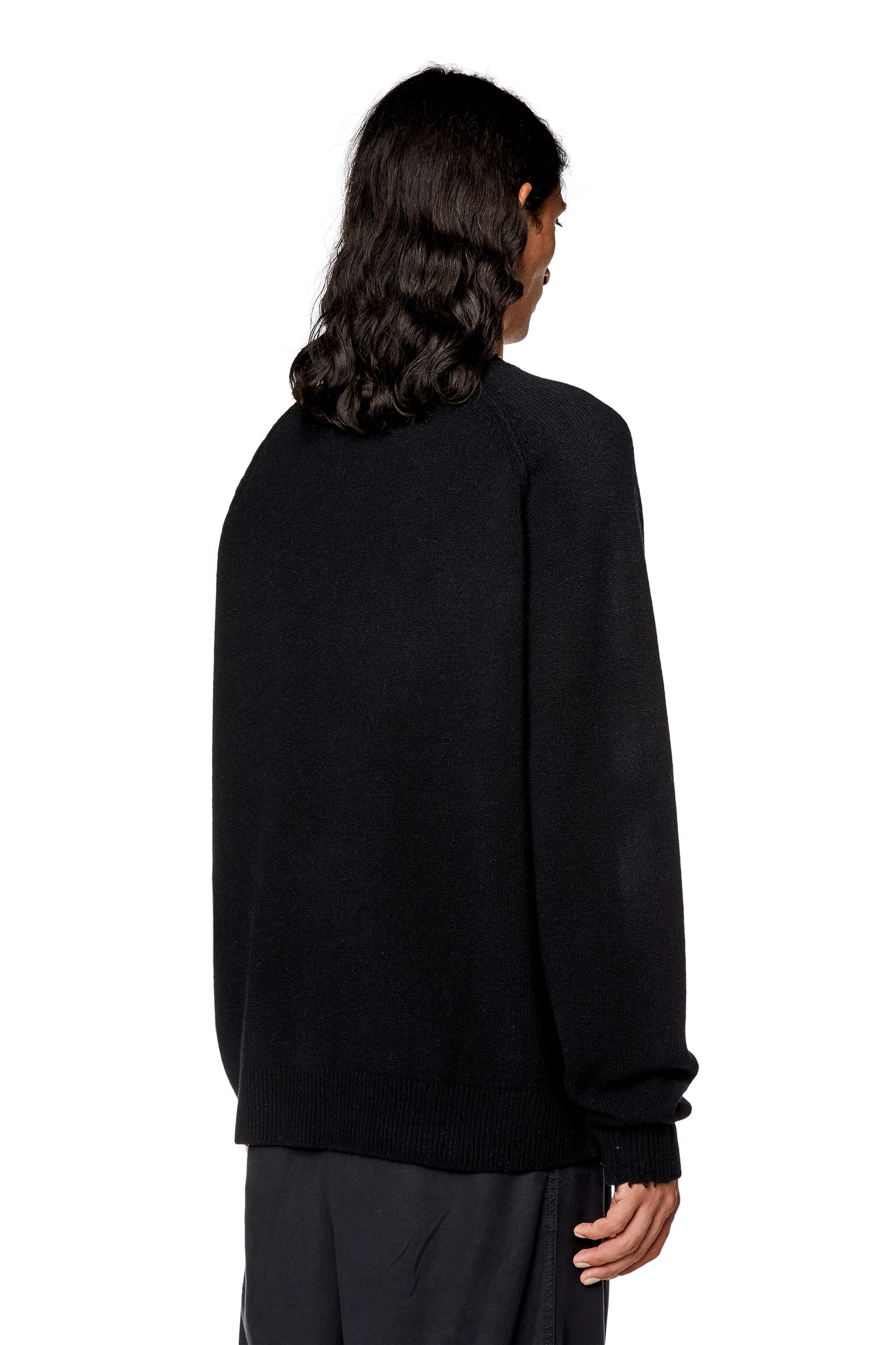 Diesel - K-SARIA-B, Man Wool crewneck sweater with cut-up logo in Black - Image 4