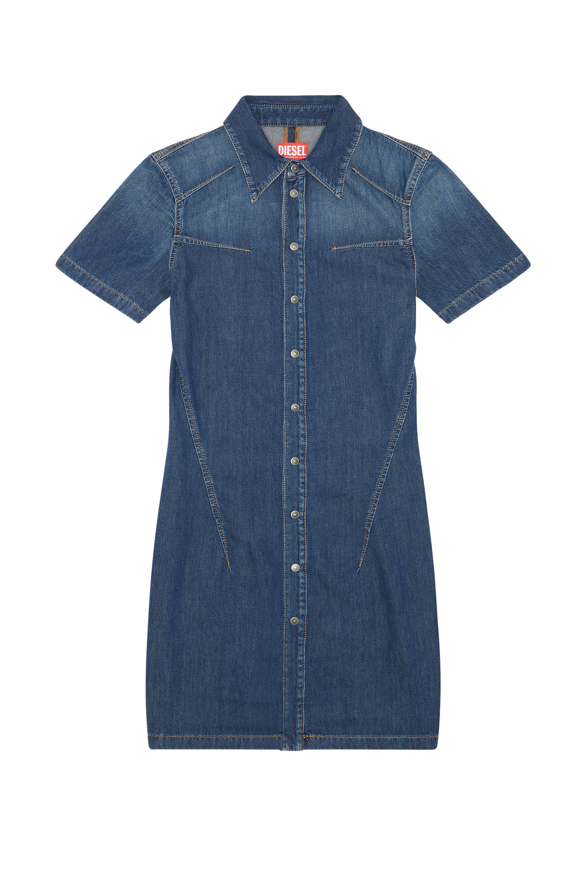 Women s Buttoned shirt dress in stretch denim Blue Diesel