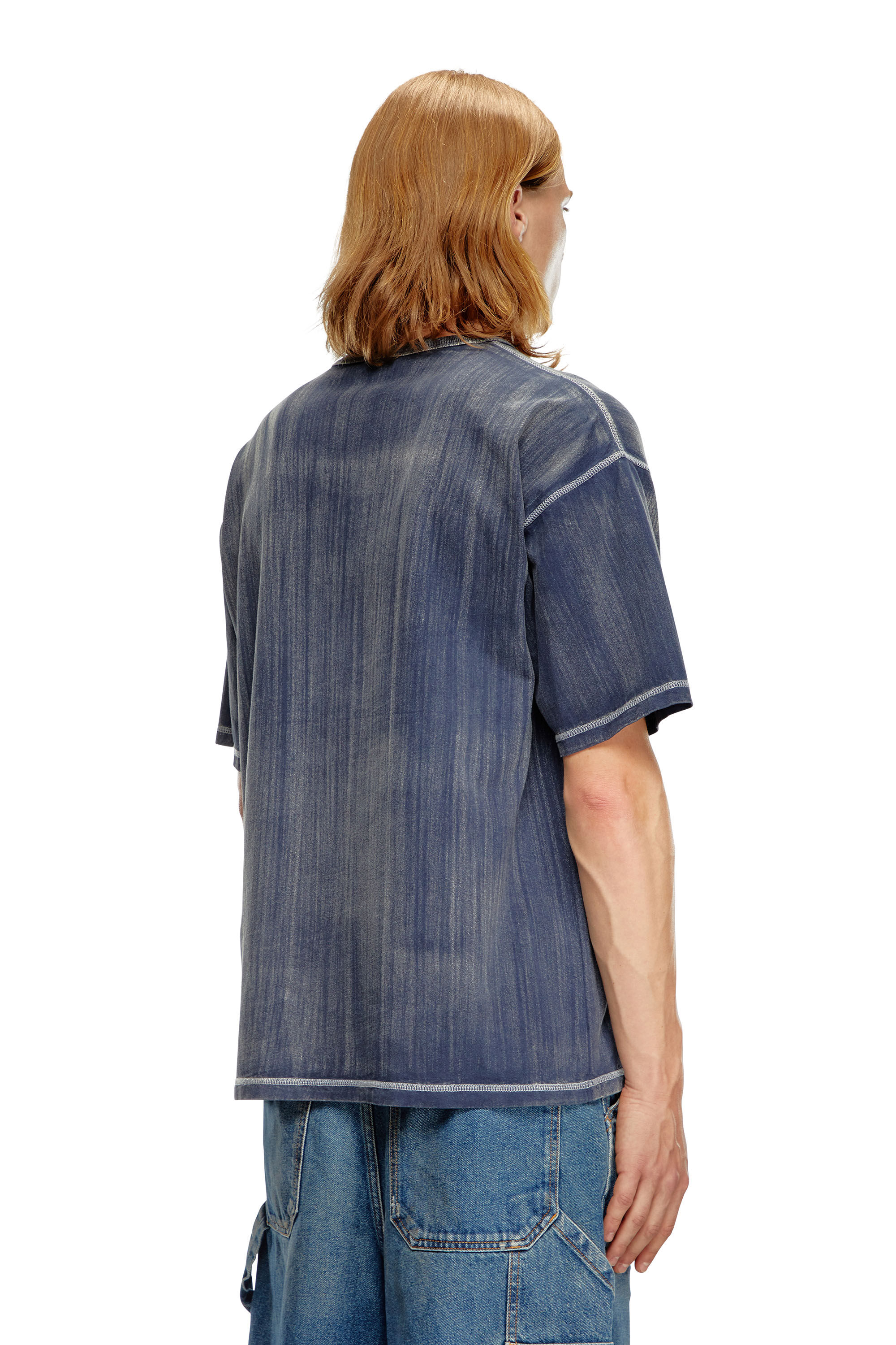 Diesel - T-BOXT-Q2, Man Treated T-shirt with flocked logo in Blue - Image 4