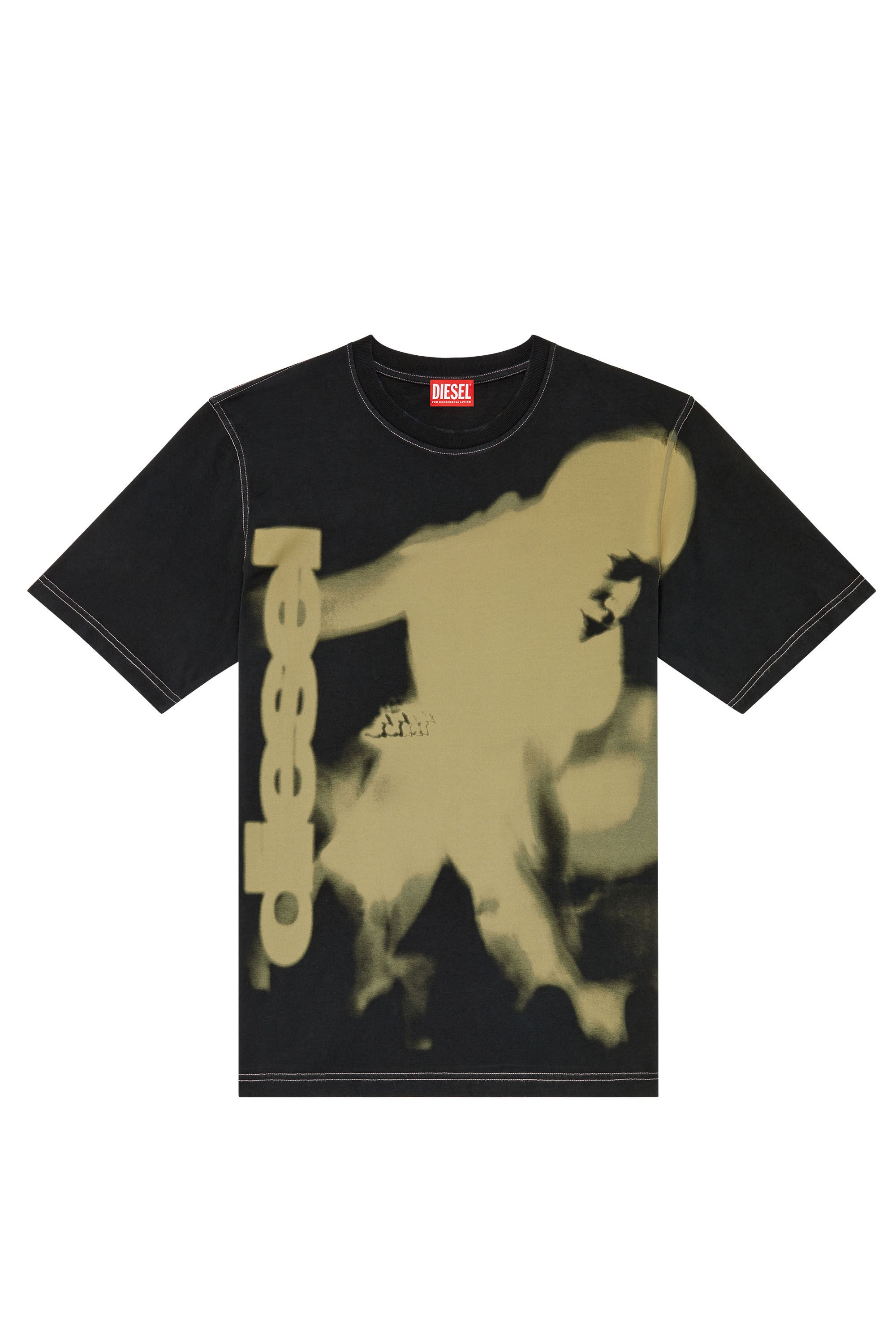 Diesel - T-JUST-N13, Man T-shirt with smudged print in Black - Image 2