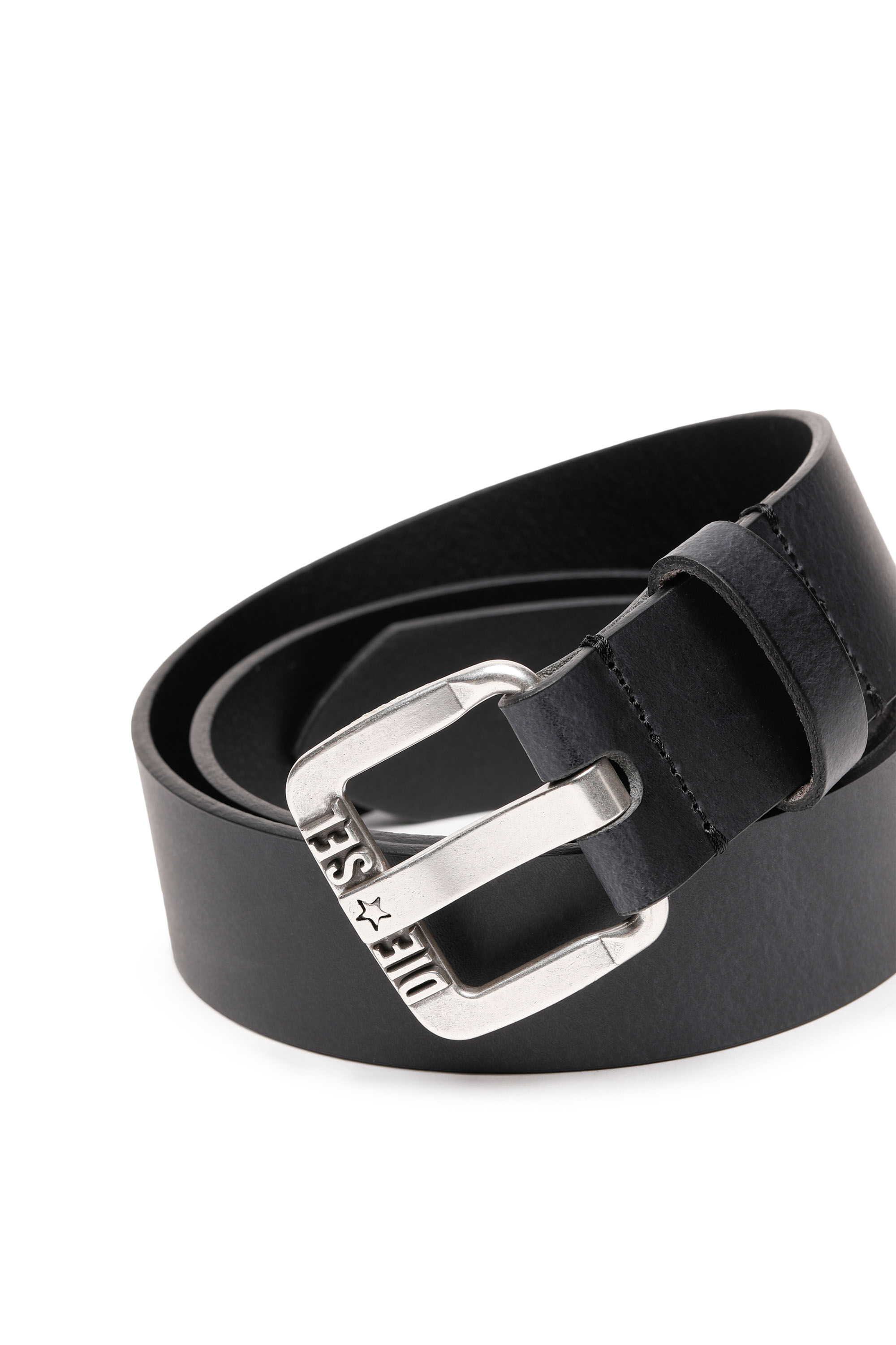 Diesel - B-STAR II, Man Leather belt with metal star logo buckle in Black - Image 2