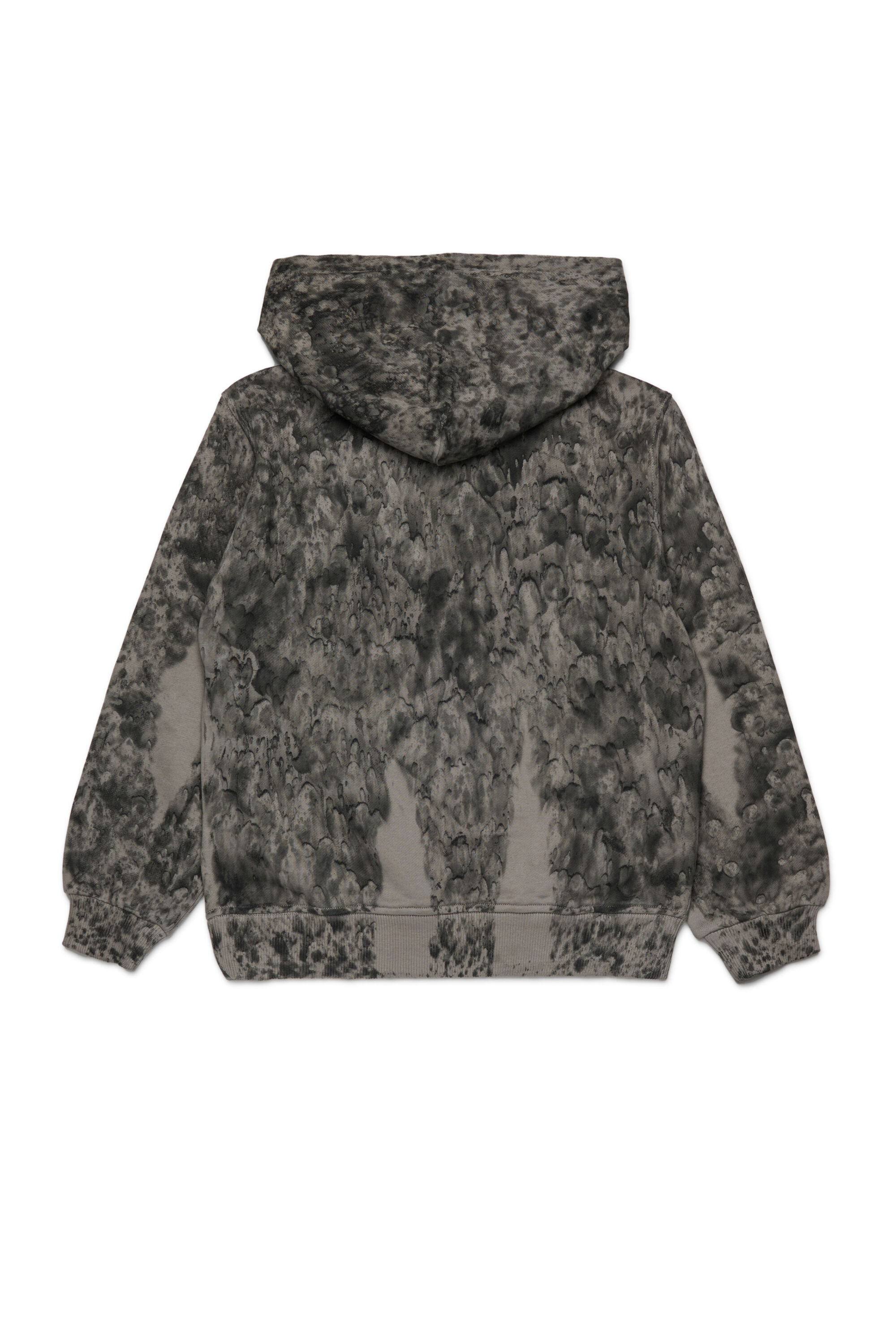Diesel - SBOXTHOODK1 OVER, Man's Cotton hoodie with all-over print in Dark grey - 2