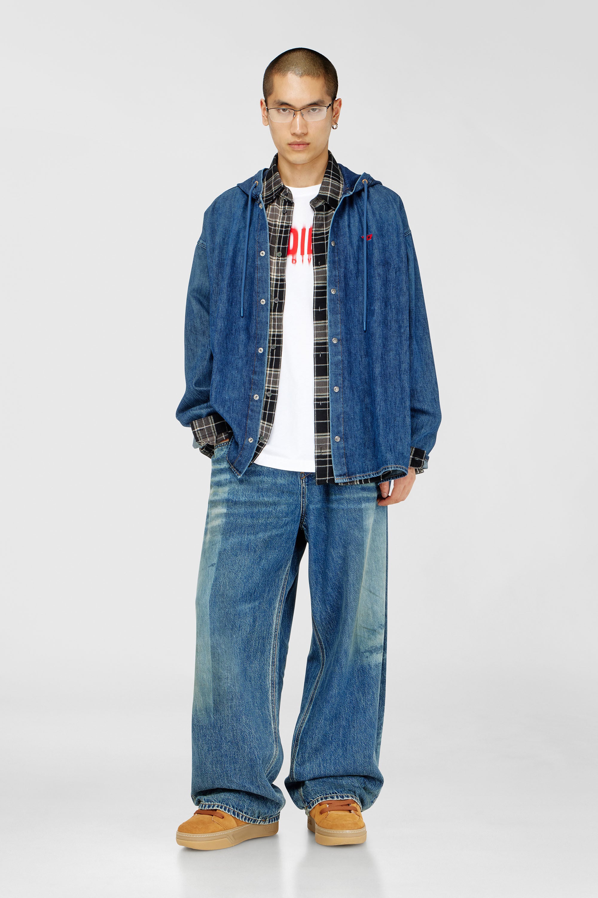 Diesel - T-ADJUST-Q7, Man's T-shirt with blurry Diesel logo in White - 1